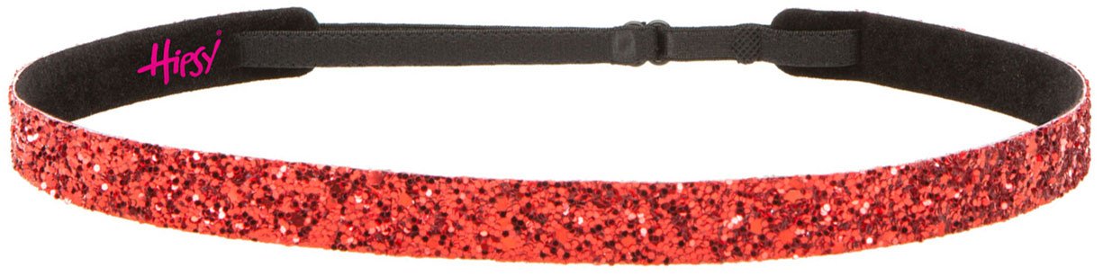 Hipsy 3 Pack No Slip Adjustable Red Glitter Cheerleading Headbands for Girls & Teens - Perfect for Cheerleading, Dance, Sports, and School Spirit Events