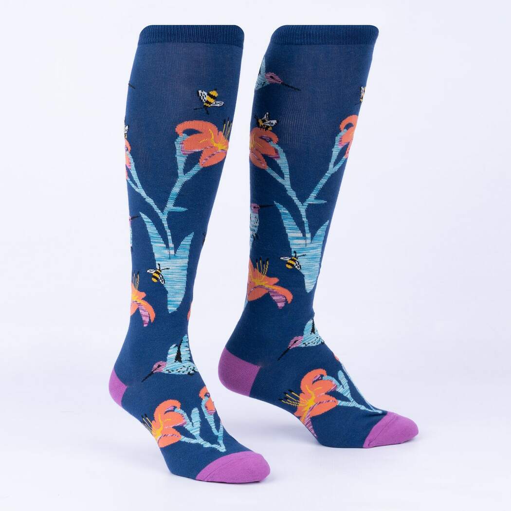 Fun Hummingbird Knee High Socks for Women - Colorful Novelty Crew Socks - Perfect for Costumes, Gifts & Everyday Wear