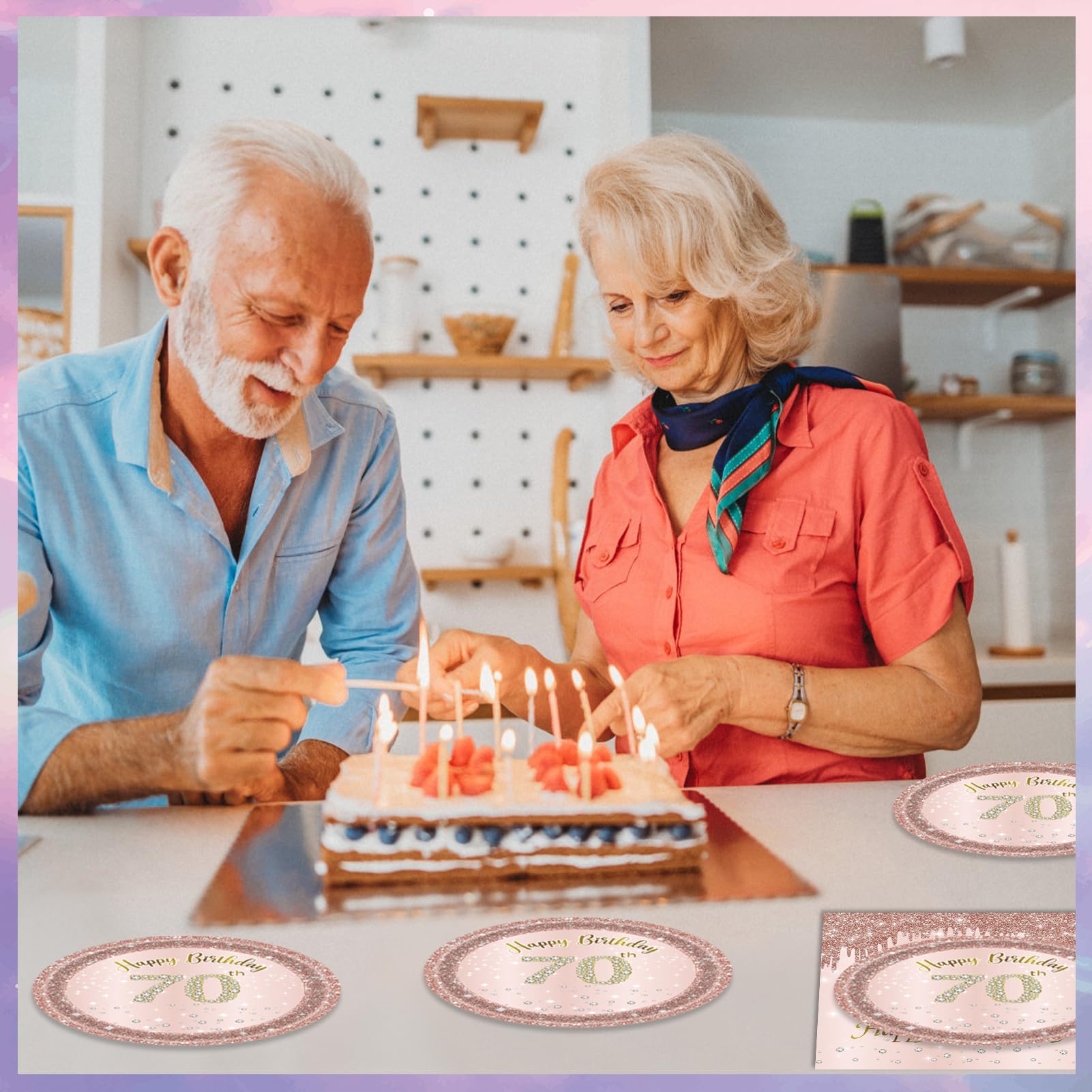 70th Birthday Party Decorations for Women - Rose Gold Plates, Napkins & Disposable Tableware Set (1955 Theme) - Perfect for Milestone Celebrations, Retirement Parties & Special Occasions