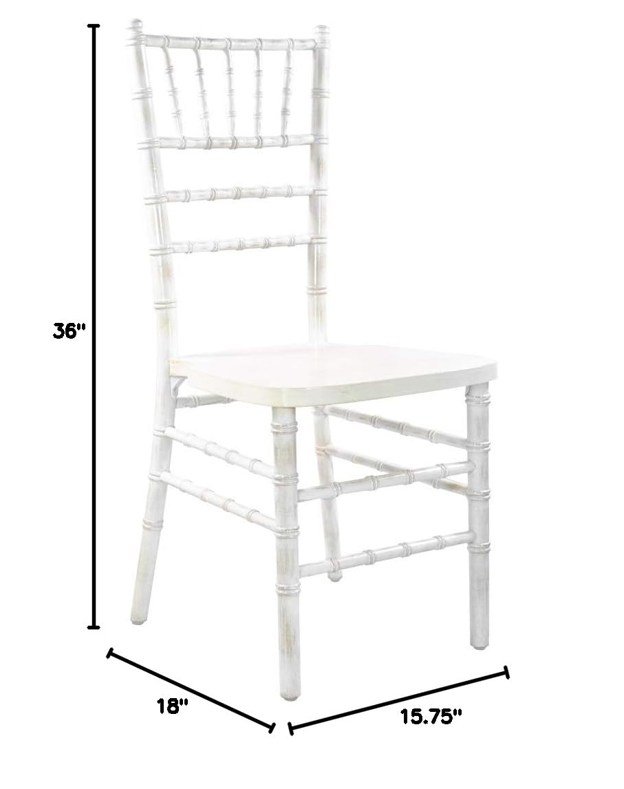 Flash Furniture Advantage Lime Wash Chiavari Chair - Lightweight Stackable Event Chairs for Weddings, Banquets & Parties - Elegant White Wooden Seat with Sturdy Metal Frame