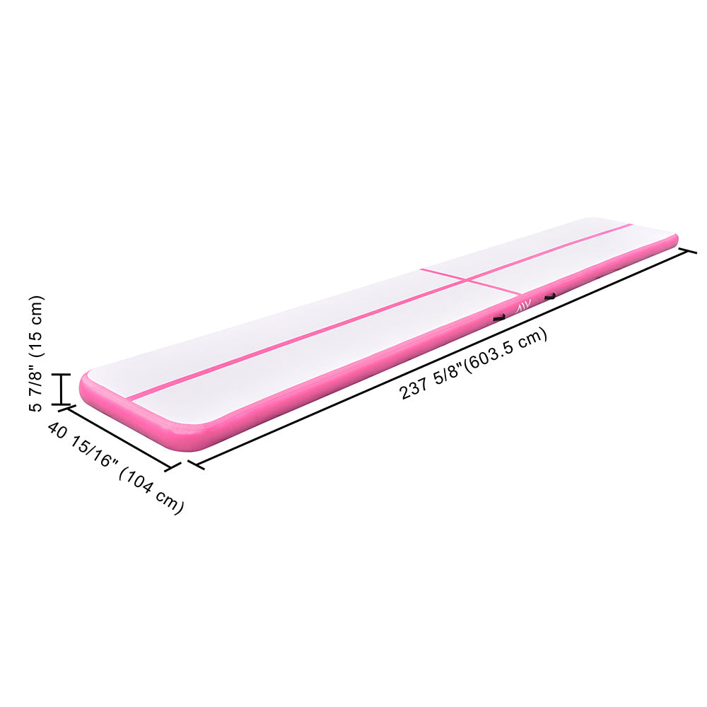 20 ft Air Gymnastics Mat Track with Pump - 6 Inch Thick Inflatable Tumbling Mat for Home Gym, Cheerleading & Gymnastics Training - Perfect for Kids & Adults