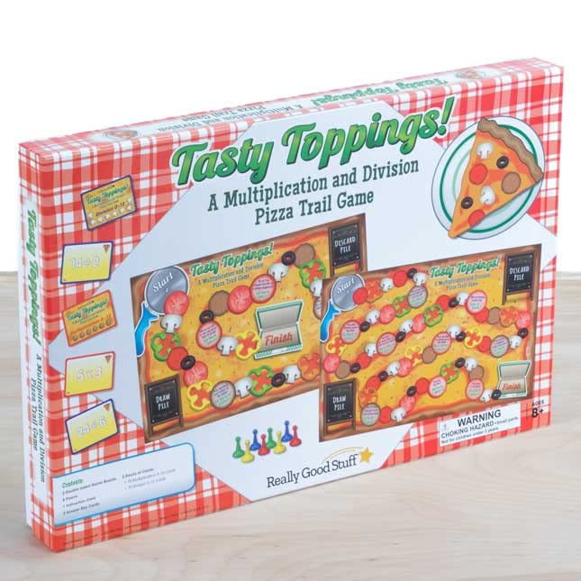 Really Good Stuff Tasty Toppings! Multiplication & Division Pizza Math Game - Educational Board Game for Kids Ages 7-12 - Fun Classroom & Homeschool Learning Activity