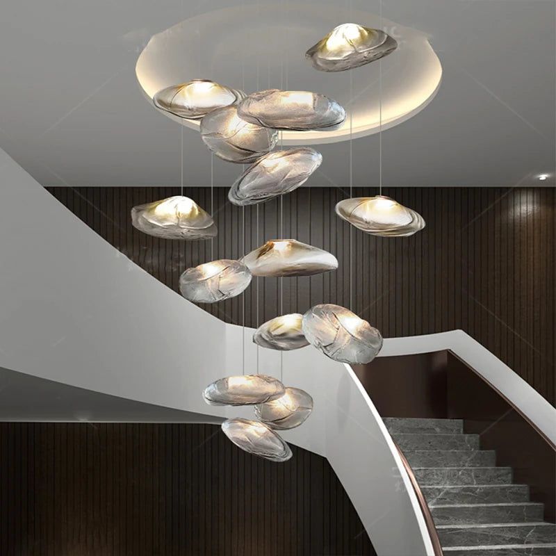 Lustre Lava Pendants Staircase Chandelier Lighting - Modern Crystal Ceiling Light Fixture for Foyer, Hallway & Stairwell Decoration