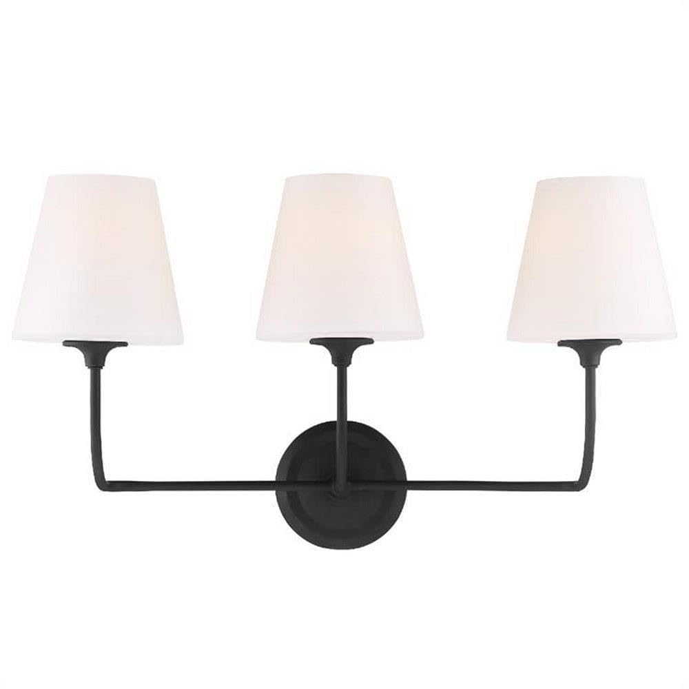 Modern 3-Light Black Forged Bathroom Vanity Light with White Glass Round Shade - Perfect for Bathroom, Powder Room, and Spa Lighting Upgrade