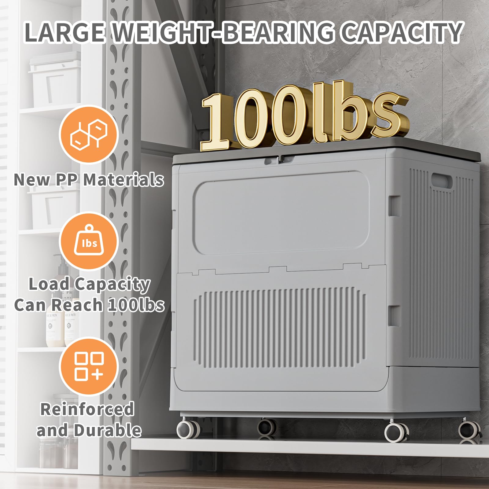 HAIXIN 157 QT Collapsible Plastic Deck Box with Wheels & Lockable Lid - Outdoor Storage Container for Patio Cushions, Garden Tools, Toys, Parcel Delivery - UV Resistant Dark Grey Organizer for Backyard, Poolside & Garage Storage