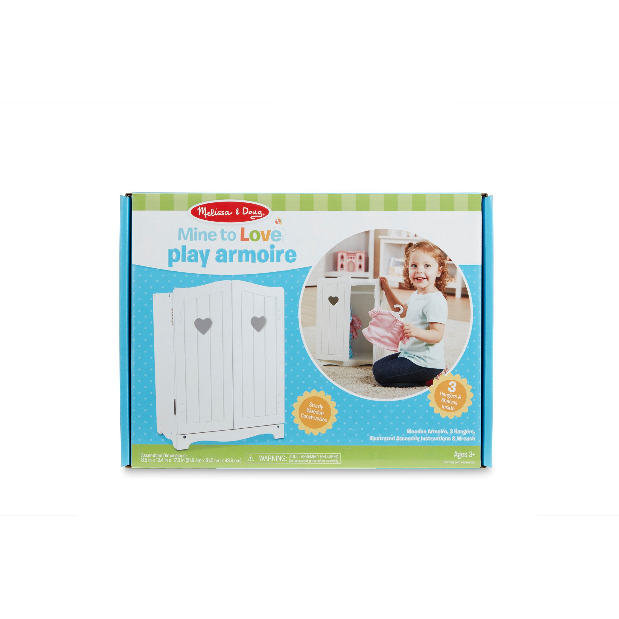 Mine to Love Play Armoire - Kids Wooden Wardrobe for Dress Up & Pretend Play - Perfect for Bedroom, Playroom & Daycare