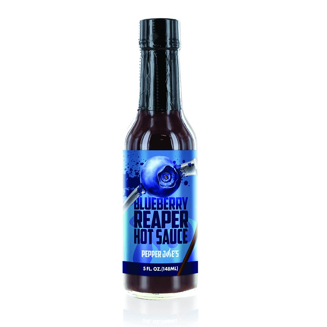 Pepper Joe’s Blueberry Reaper Hot Sauce – Spicy Carolina Reaper Sauce with World’s Hottest Chili & Fresh Blueberries – 5oz Bottle (3 Pack) – Perfect for Wings, Tacos & BBQ Glazes
