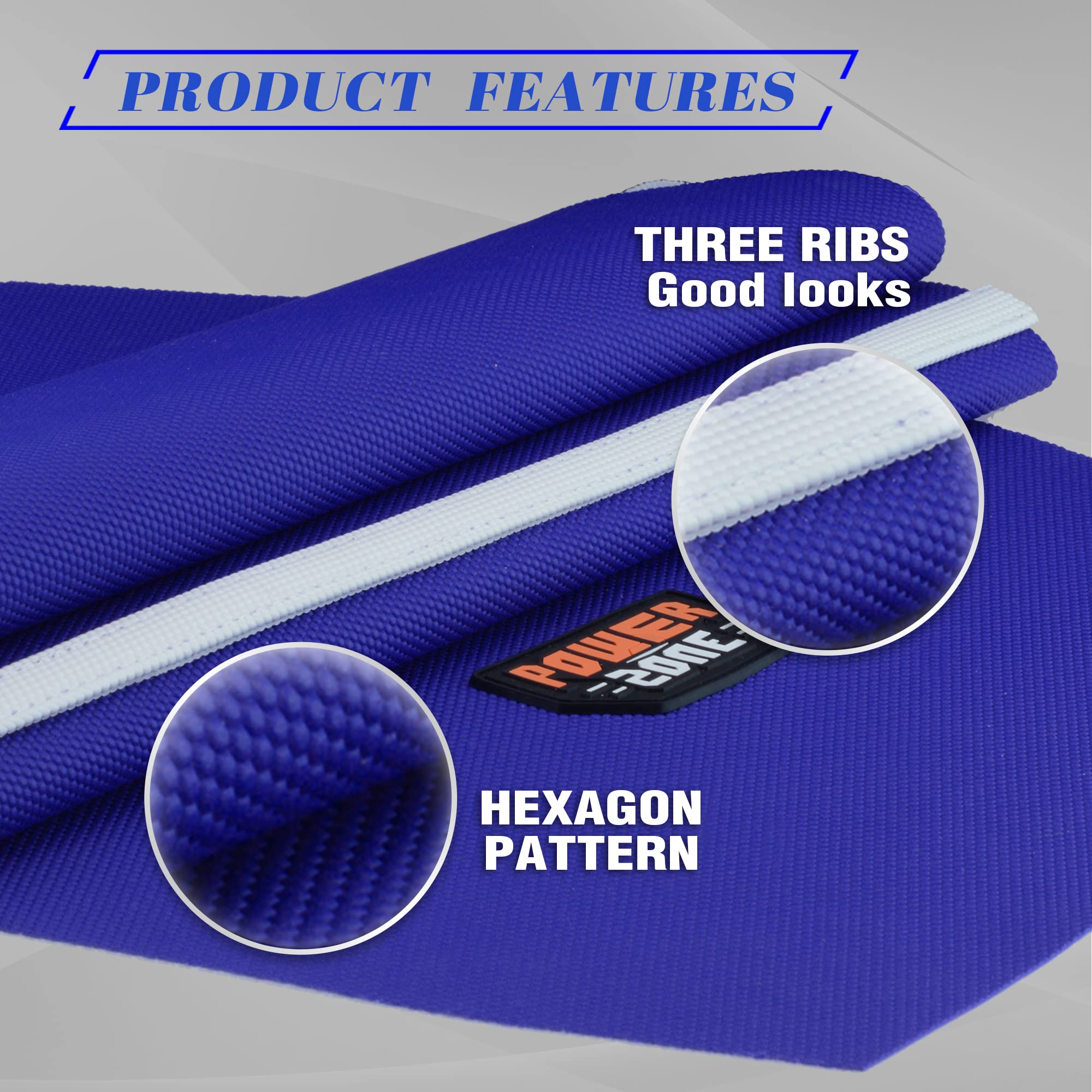 Non-Slip Dirt Bike Seat Cover - Universal Motorcycle Gripper Cover for Motocross & Enduro Riding - Blue & White Design - Perfect for Off-Road Trails & Racing