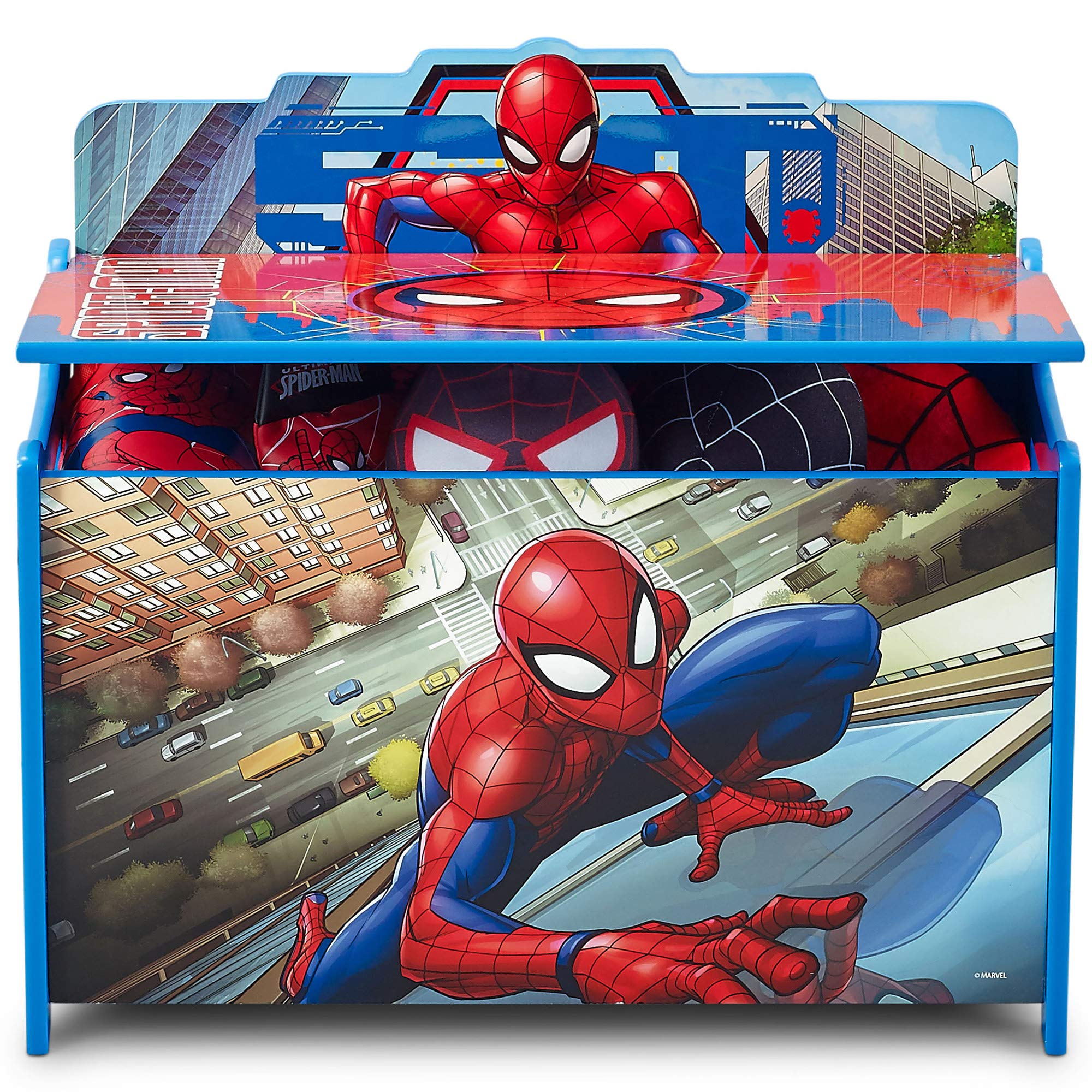 Delta Children Deluxe Toy Box with Spider-Man Design - Kids Storage Organizer for Toys, Books & Clothes | Perfect for Bedroom, Playroom & Nursery Organization