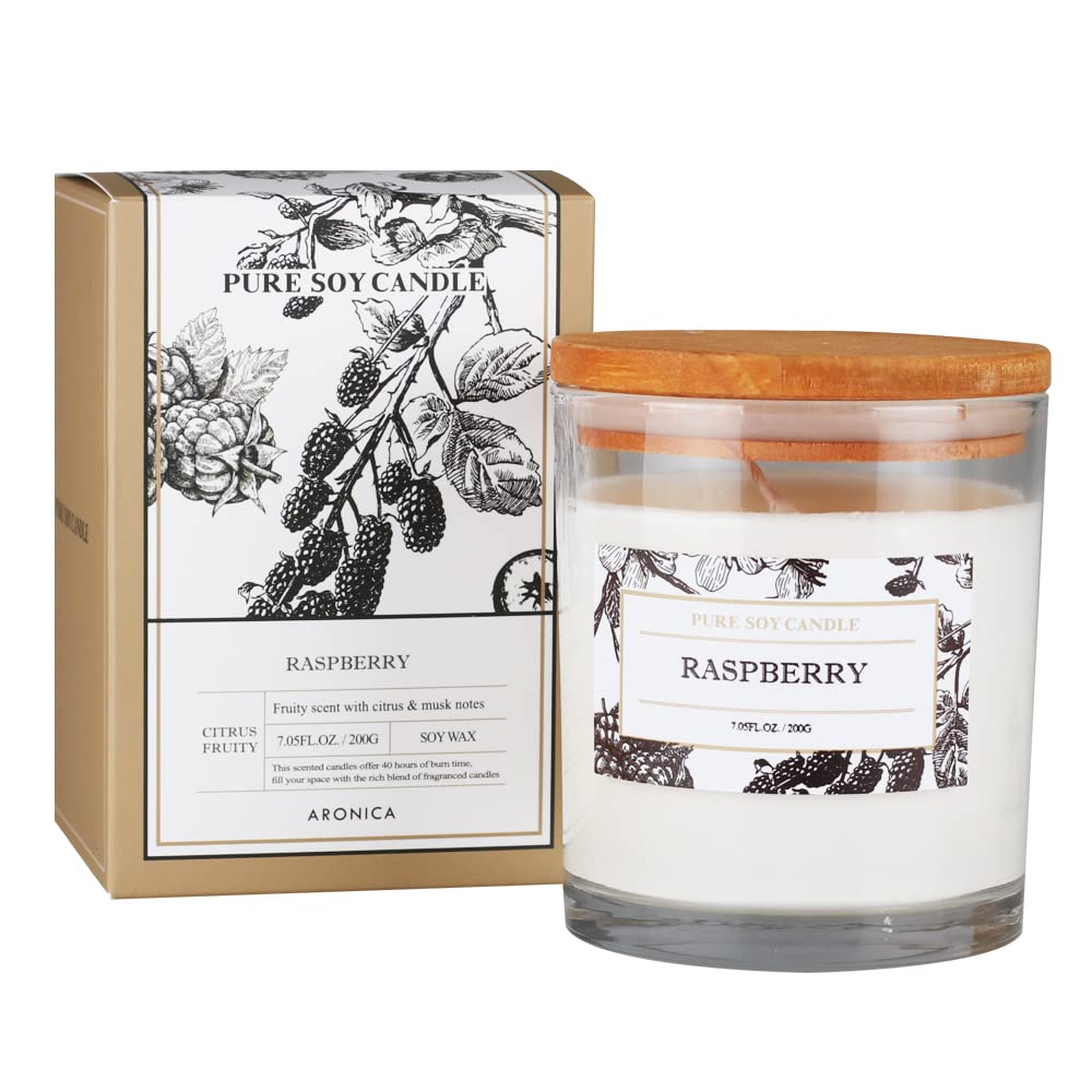Aronica Raspberry Soy Candle - Baby Shower Gift, Home Fragrance for Women | Relaxing & Energizing Scent