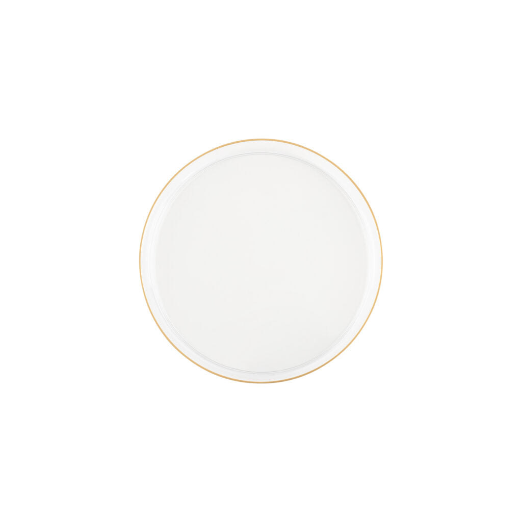 Clear and Gold Rim Round Plastic Plates (10 Pack) - Elegant Disposable Dinnerware for Parties, Weddings & Events - Durable & Stylish Tableware for Home, Restaurant & Catering Use