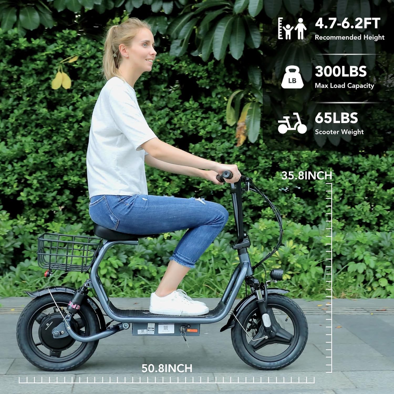Caroma Peak 1200W Foldable Electric Scooter with Seat - 14