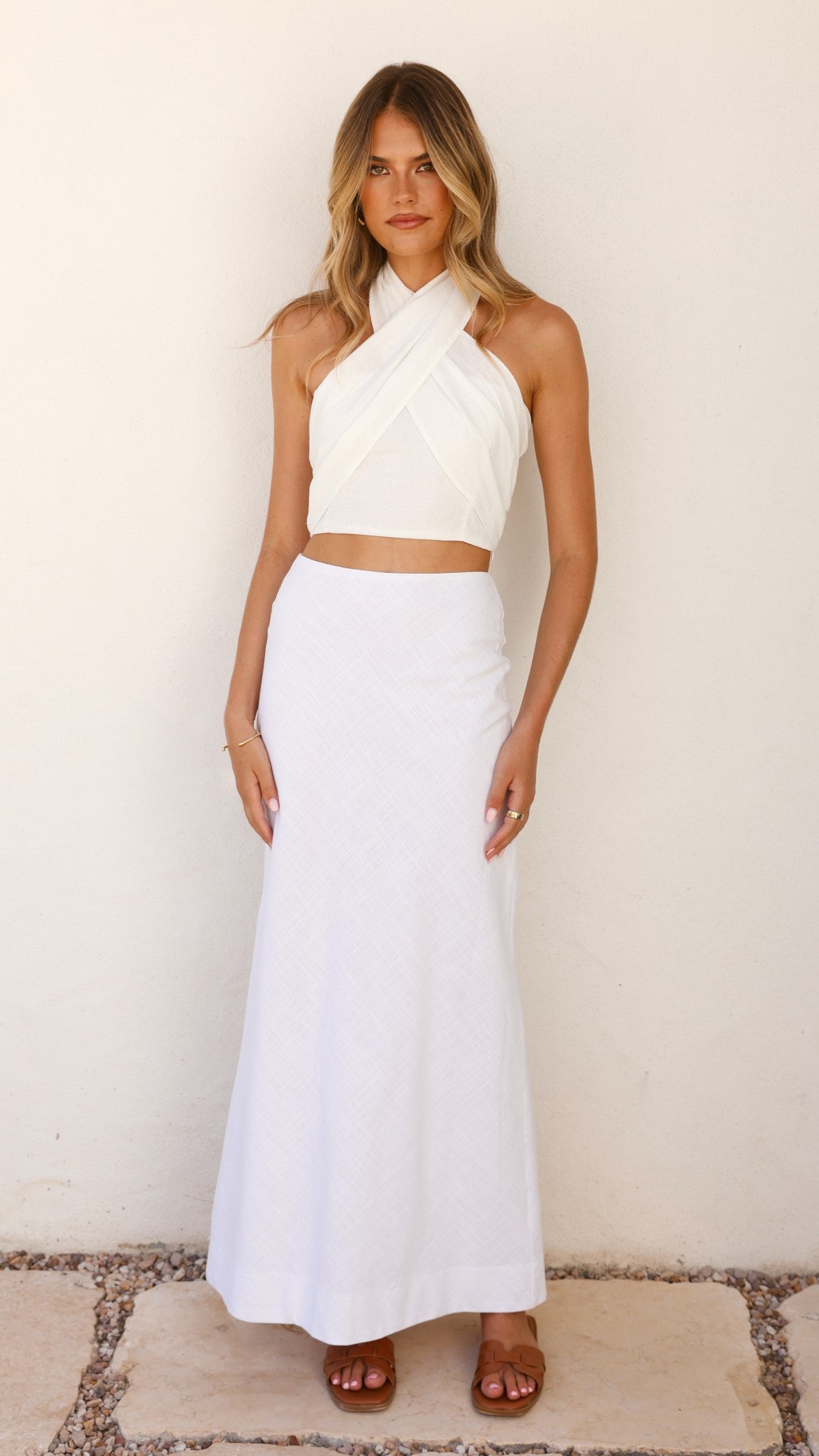 Jayme Midi Skirt for Women - Flowy A-Line White Skirt with Pockets | Perfect for Office, Date Night & Summer Outfits