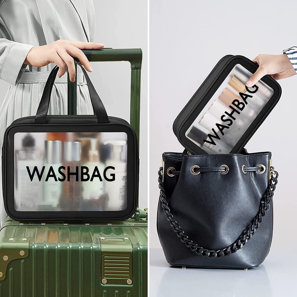 Waterproof Clear PVC Travel Toiletry Bag - 3 Pack Cosmetic Makeup Organizer for Women & Girls | Portable Wash Bag for Travel, Gym, Camping & Daily Use