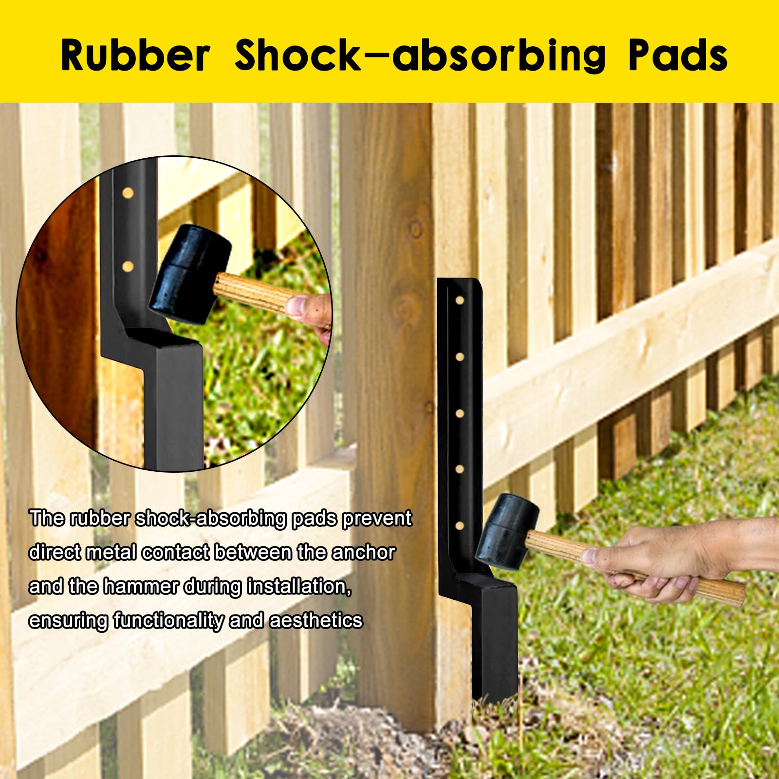 4 Pack Heavy Duty Steel Fence Post Repair Kit - Stabilizer Ground Spike Anchor for Broken & Leaning Wood Fence Posts | Quick Fix Solution for Wooden Fence Maintenance | Perfect for Backyard, Garden, and Farm Fence Repairs
