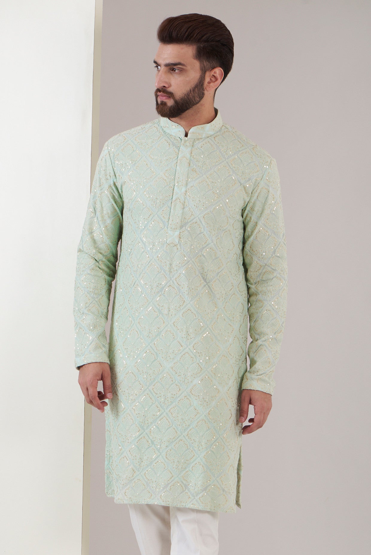 Elegant Powder Blue Chikankari Kurta for Women - Traditional Indian Embroidered Tunic - Perfect for Festivals, Weddings & Casual Wear