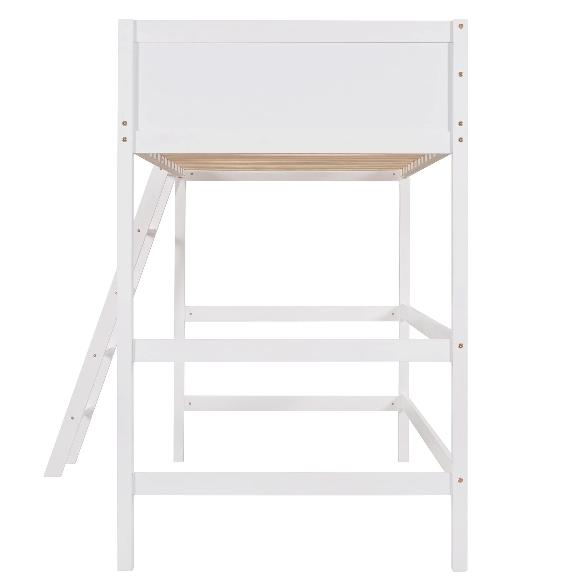 Harper & Bright Designs Twin Wooden Loft Bed with Angled Ladder - Sturdy High Loft Bed Frame for Kids & Teens, No Box Spring Needed, White - Perfect for Small Bedrooms, Dorm Rooms & Space-Saving Kids Rooms