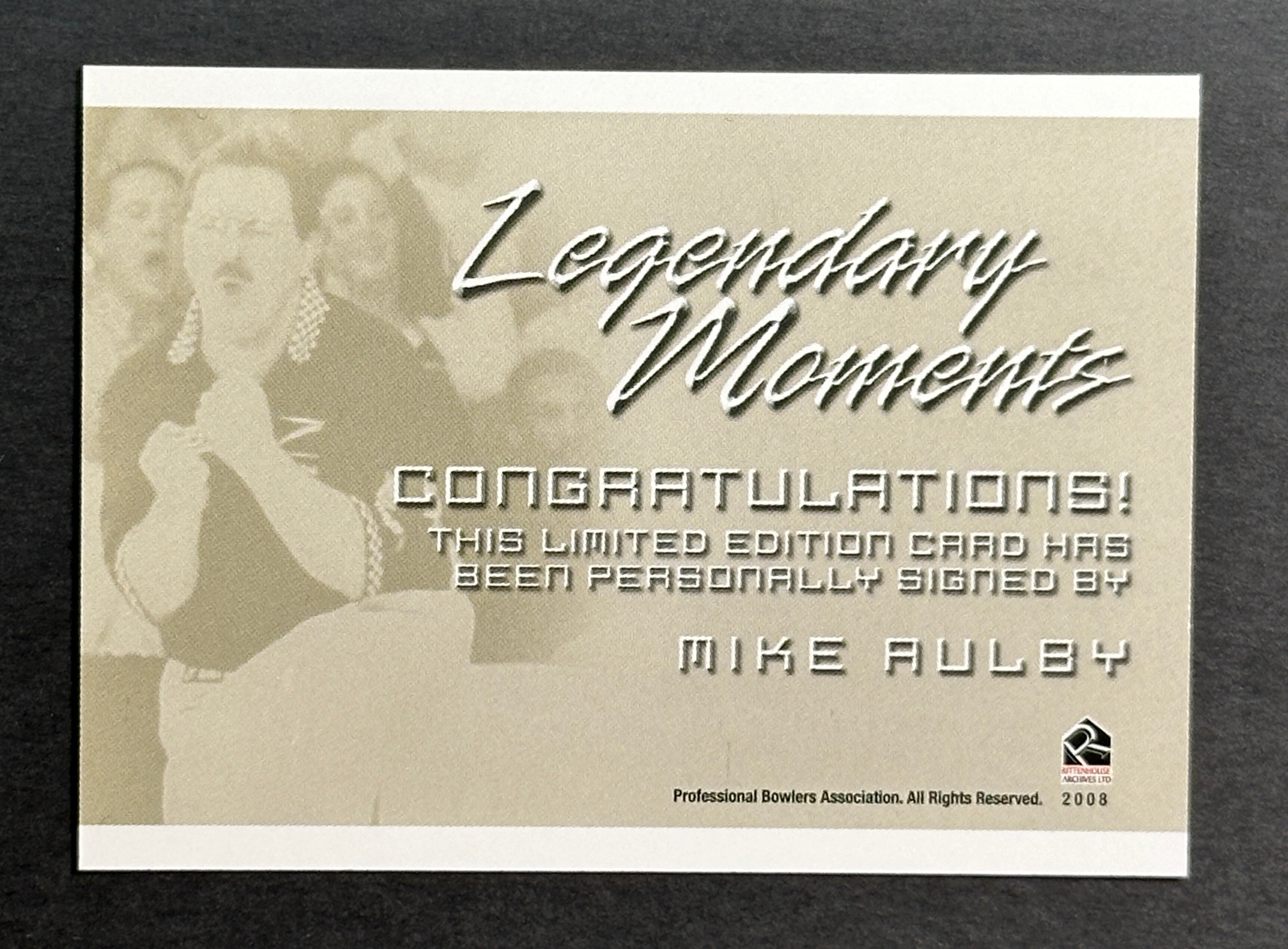 Mike Aulby 2008 Rittenhouse PBA Legendary Moments Autographed Bowling Trading Card - Rare Collectible for Sports Memorabilia Fans & Bowling Enthusiasts - Perfect for Display Cases, Trading Collections, and Bowling Alley Decor