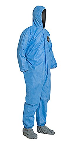 DuPont ProShield 10 Disposable Protective Coverall with Elastic Cuffs, Hood & Non-Slip Boots - Blue Medium (25-Pack) | Chemical Protection for Industrial & Medical Use
