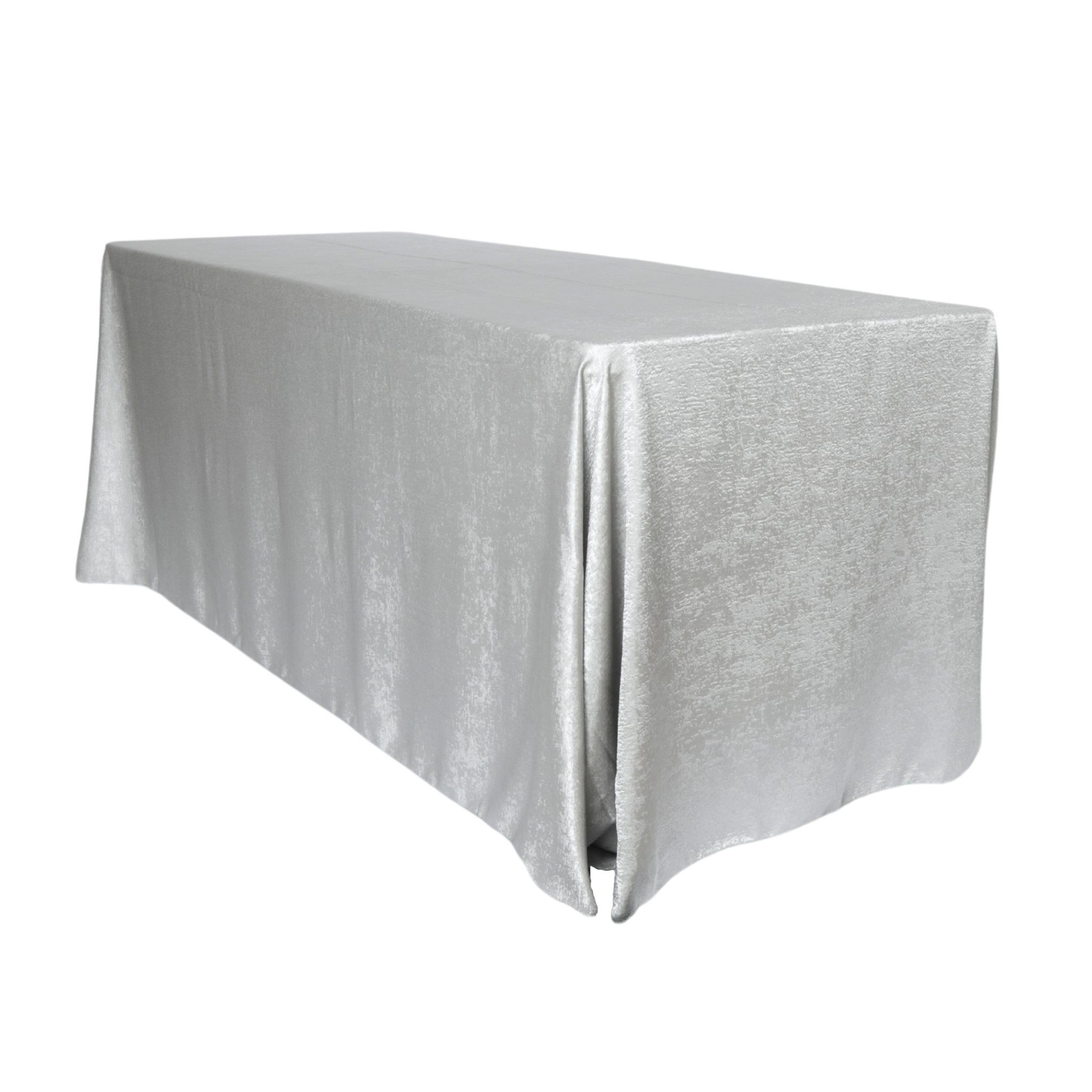 Crinkle Shimmer 90x156 Inch Rectangular Tablecloth in Silver - Perfect for Weddings, Parties, and Holiday Decorations