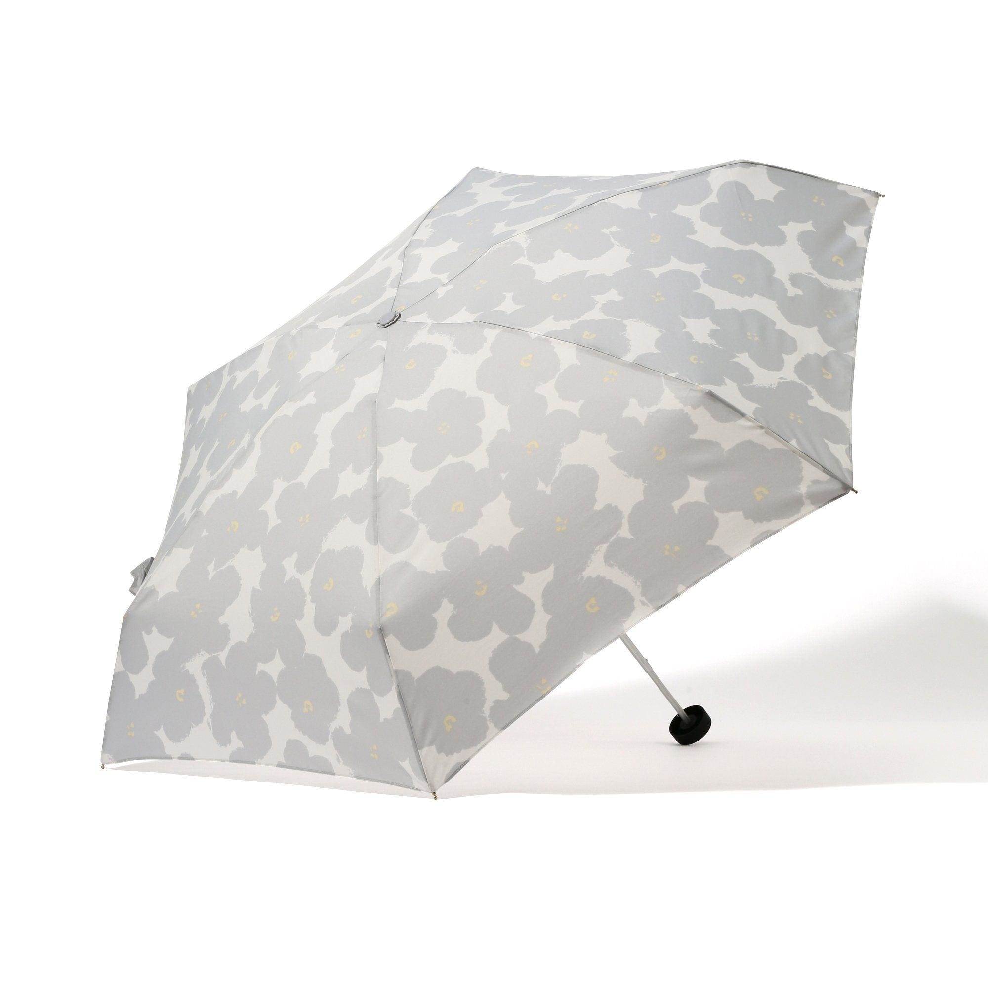 Hana Print Compact Folding Umbrella 50cm (19.7 Inches) - Lightweight Travel Umbrella for Women & Men, Windproof & Waterproof, Perfect for Rainy Days, Commuting, and Outdoor Activities - Gray