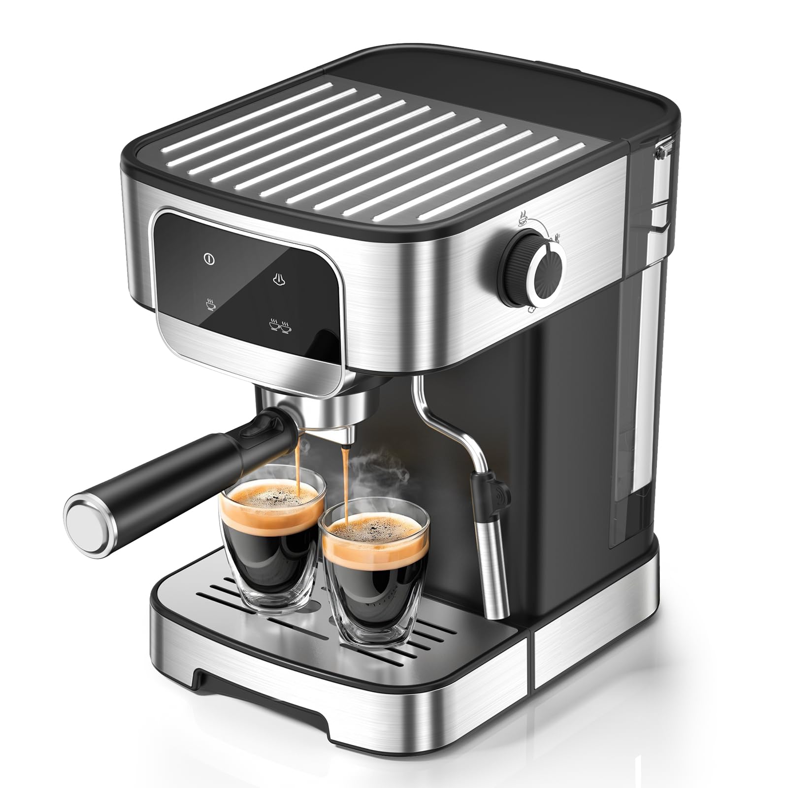 20 Bar Professional Espresso Machine with Auto Milk Frother - Compact Home Coffee Maker with LED Touch Screen & 61OZ Removable Water Tank - Perfect for Lattes, Cappuccinos & Home Baristas - Ideal for Small Kitchens, Offices & Coffee Enthusiasts