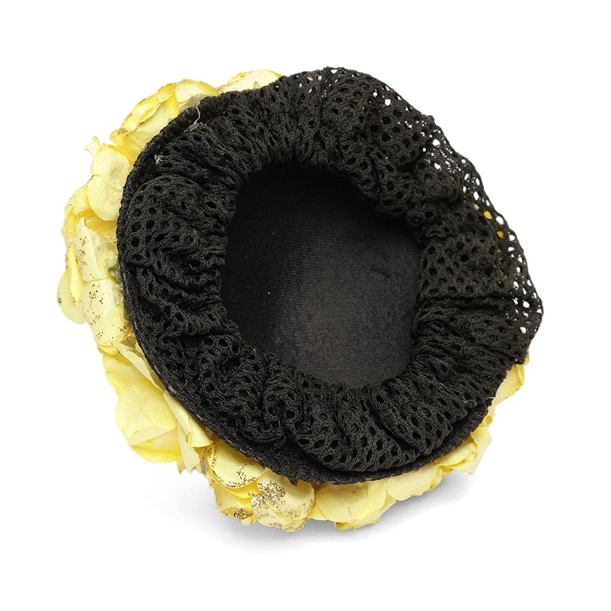 Handmade Yellow Hair Bun Rose Clip - Women's Hair Accessory for Bun Decoration, Gajra & Extensions | Perfect Gift for Karwachauth, Weddings & Festive Occasions | Elegant Hair Styling for Parties & Special Events