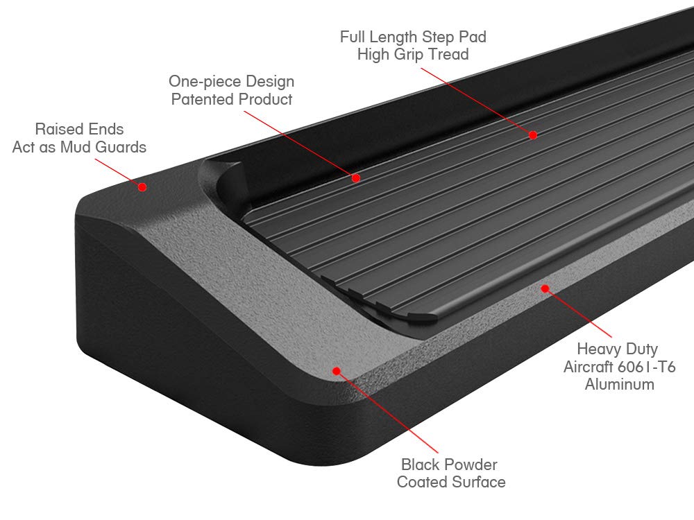 APS Black Running Boards for Toyota Tacoma 2005-2023 Double Crew Cab - Heavy Duty Nerf Bars Side Steps with Non-Slip Surface | Perfect for Off-Road Adventures & Daily Use
