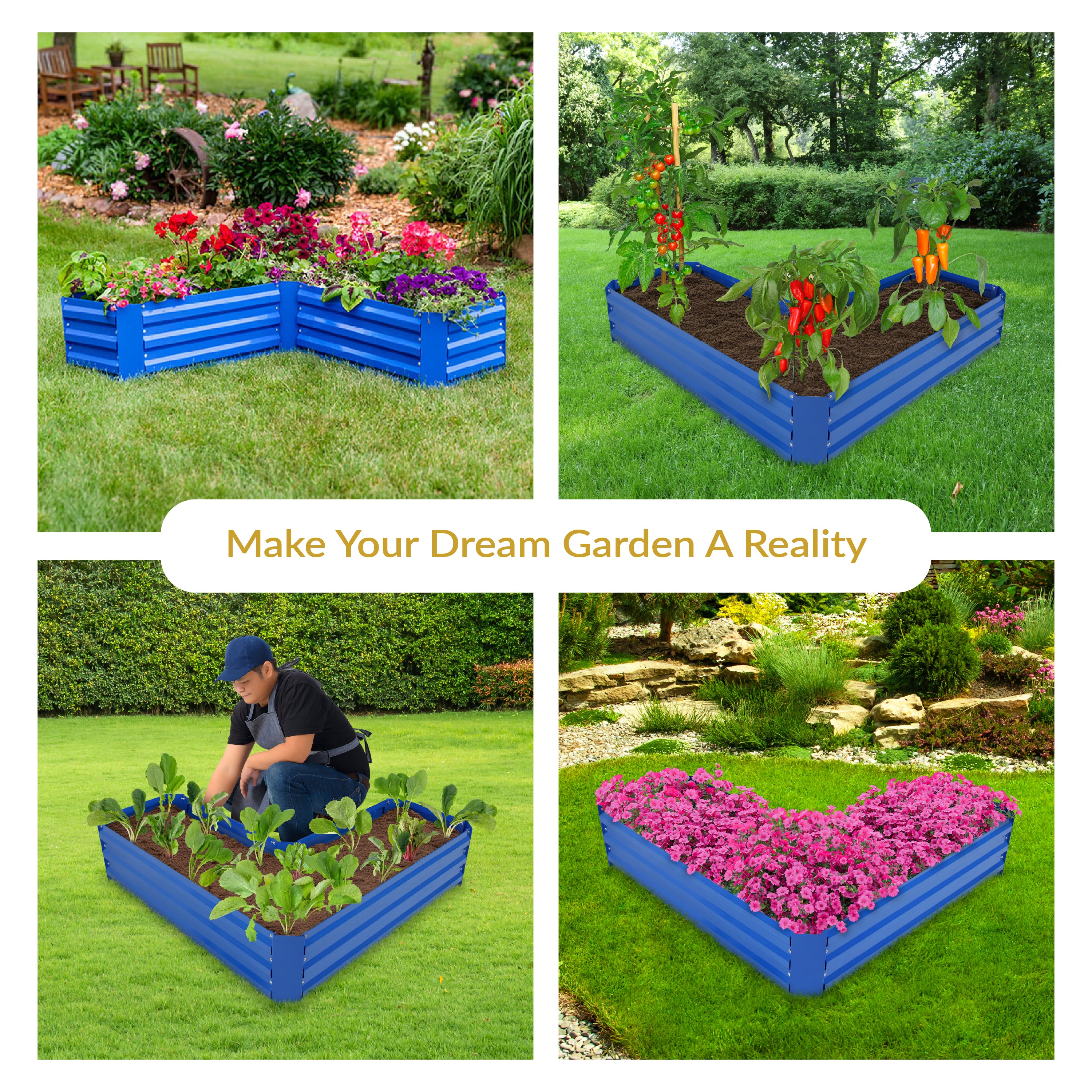 Galvanized Steel L-Shaped Raised Garden Bed Kit - Durable Outdoor Planter Box for Vegetables, Flowers & Herbs - Perfect for Patio, Backyard & Urban Gardening