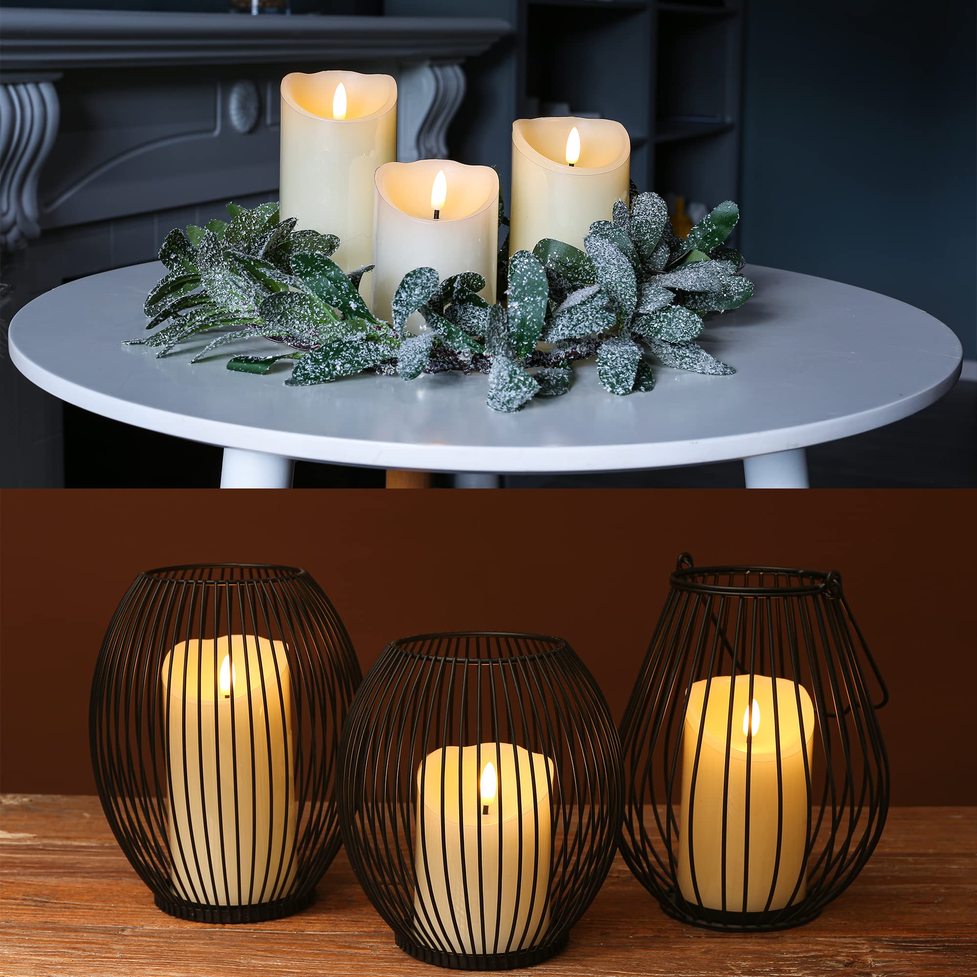 Flameless LED Candles with Remote - Battery Operated Real Wax Electric Candles with Timer & Flickering Flame Effect - Set of 3 Ivory Pillar Candles for Christmas Decor, Wedding Centerpieces, Home Party, and Romantic Ambiance