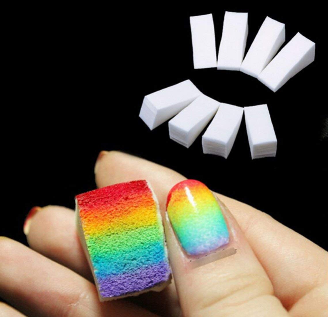 ALVRIO Nail Art Sponges - 10 Pack DIY Gradient Nail Polish Blending Sponges for Ombre & Glitter Nail Designs | Perfect for Home Manicures, Salon Use & Nail Art Beginners