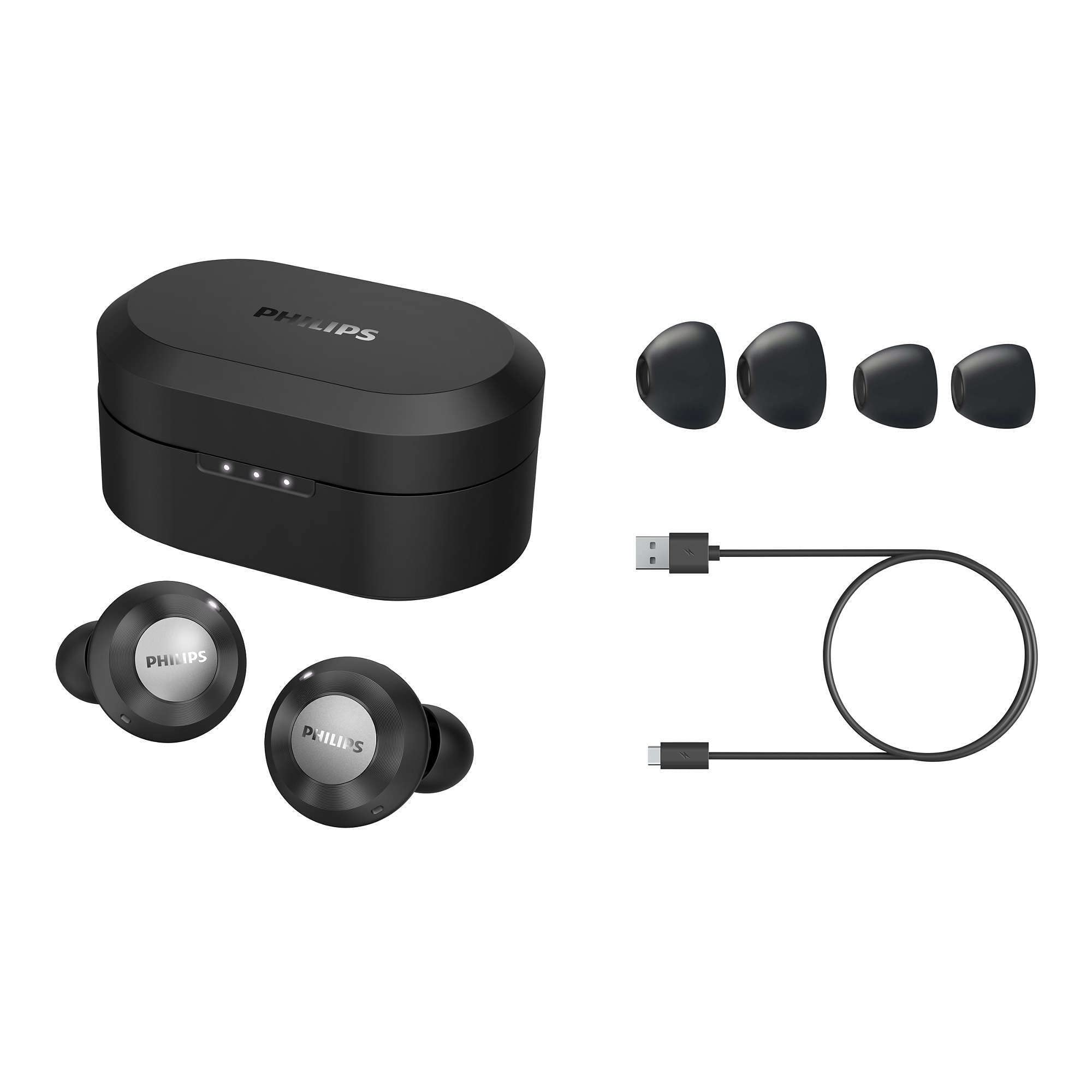 Philips T8505BK/00 Wireless Bluetooth Earbuds with Hybrid Active Noise Cancelling, 13mm Neodymium Drivers & Google Assistant - Perfect for Commuting, Workouts & Travel (Black, 2021 Model)