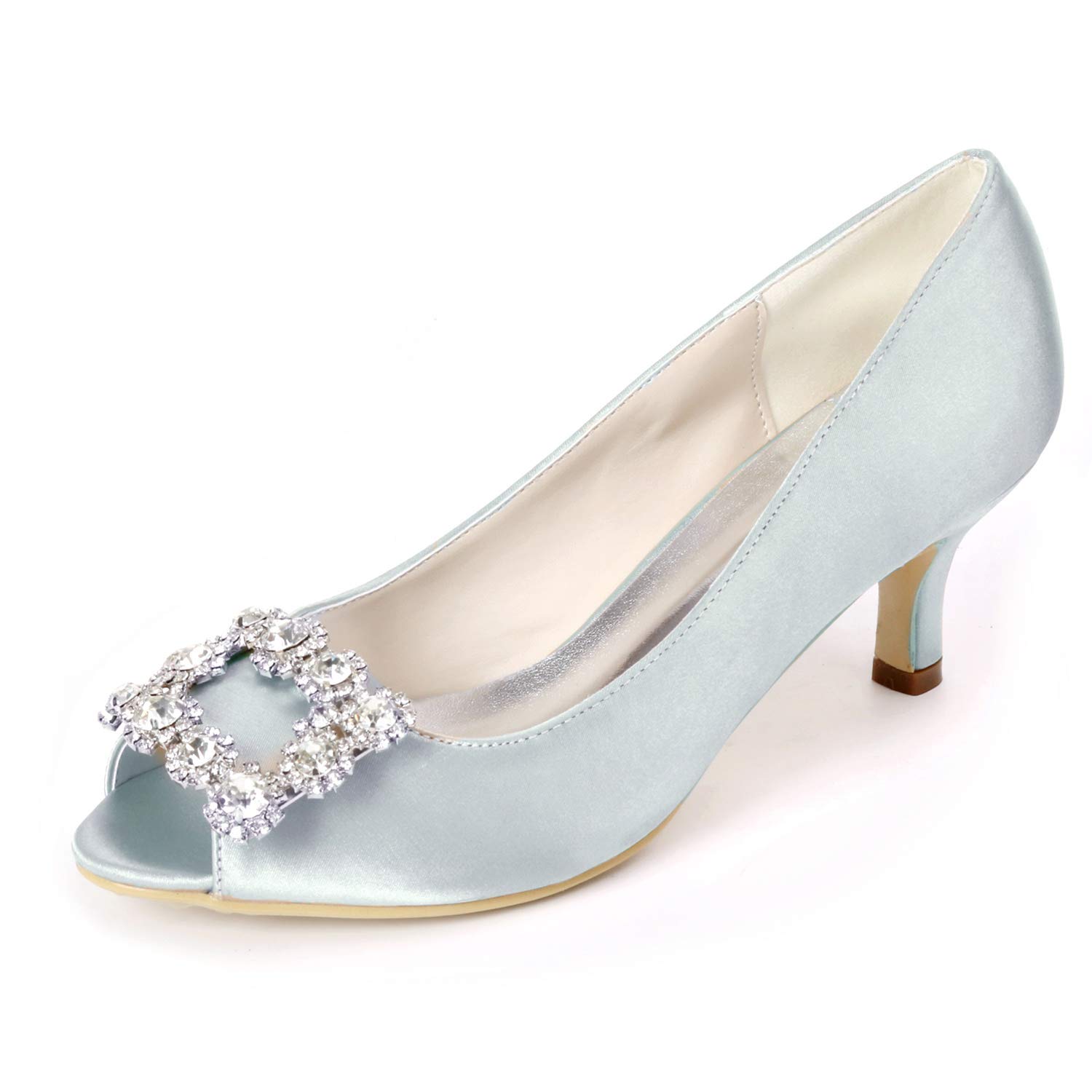 Elegant Women's Peep Toe Wedding Shoes - Low Heel Bridal Pumps for Bride, Satin Evening Party Sandals | Perfect for Weddings, Proms, and Formal Occasions