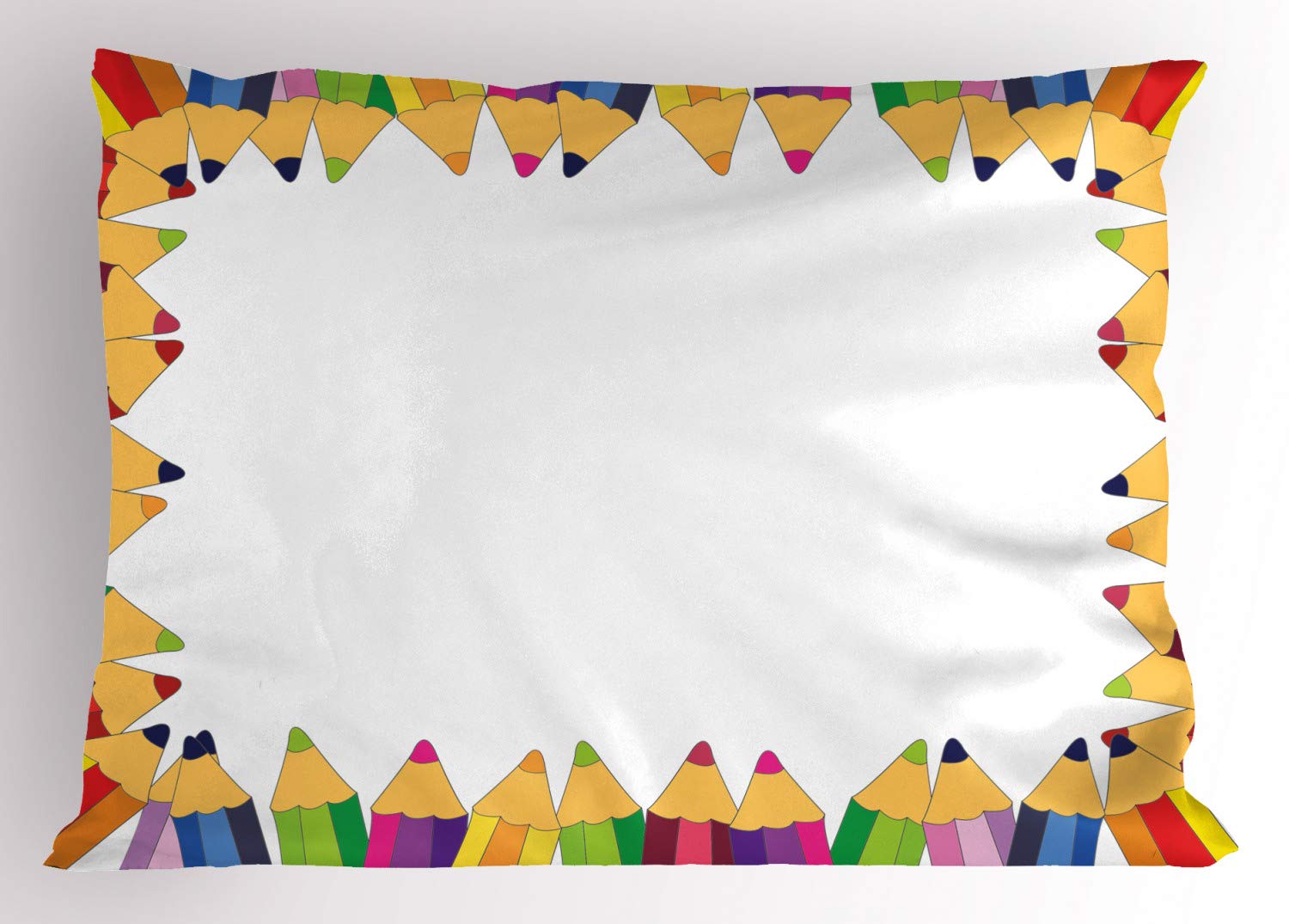 Ambesonne Party Pillow Sham - Colorful Pencils Fun Time Theme Drawing Creativity Decorative Standard Size Printed Pillowcase (26