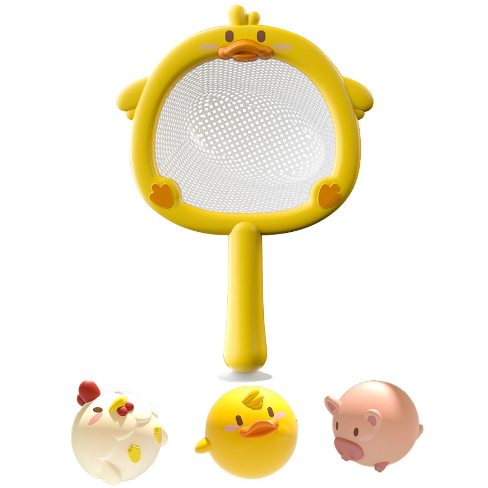 Glow in The Dark Bathtub Fishing Toy Set - Luminescent Floating Animal Bath Net Game for Kids Ages 3+ | Fun Bath Time Activity to Improve Hand-Eye Coordination & Motor Skills | Perfect for Indoor Play, Pool Parties & Sensory Development