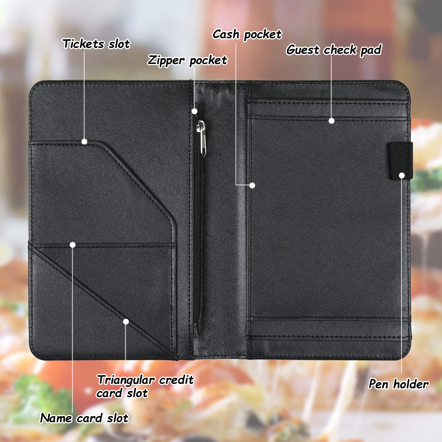 Cute Waitress Book Organizer with Zipper Pocket - 8x5 Inch Server Notebook for Waiters/Waitresses - Galaxy & Celestial Design - Perfect for Order Tracking, Tips Calculation & Shift Scheduling