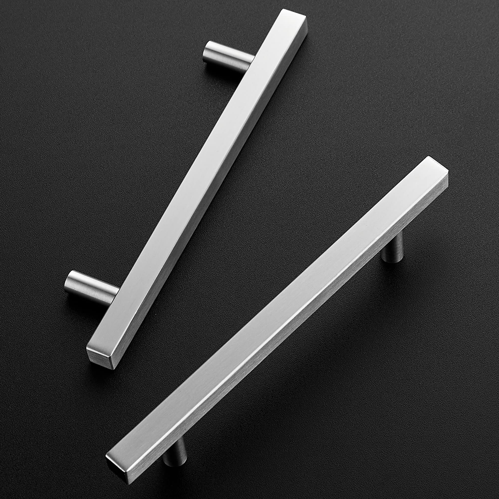 20 Pack 5 Inch Brushed Nickel Square Cabinet Pulls - Stainless Steel Kitchen Cabinet Handles & Drawer Pulls (7-3/8
