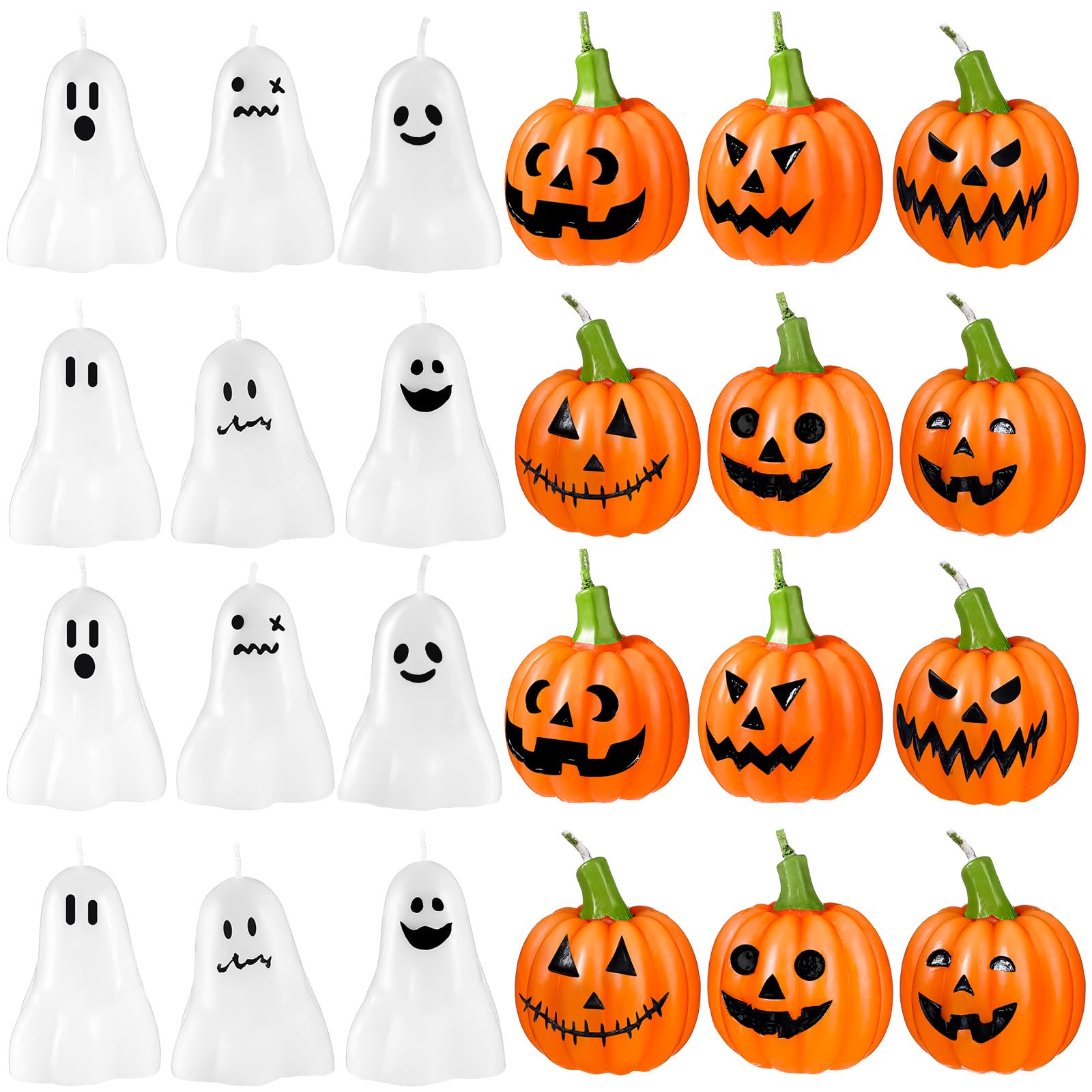 MTLEE 24 Pcs Halloween Scented Candles - Spooky Pumpkin Decor for Home & Party