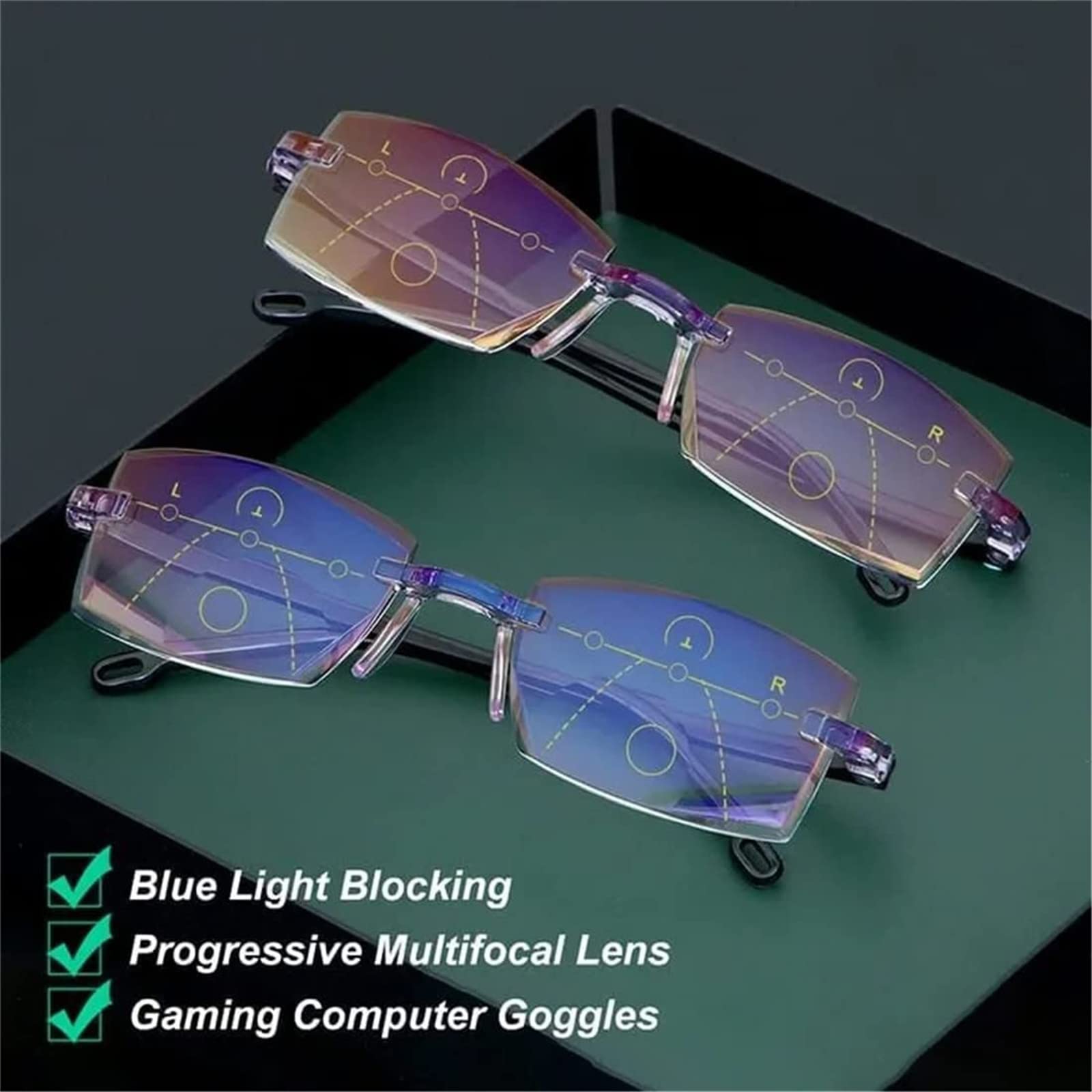 Hilipert Smart Reading Glasses with Dual Focus Technology - Adjustable Blue Light Blocking & Magnification for Reading, Computer Work, and Close-Up Tasks