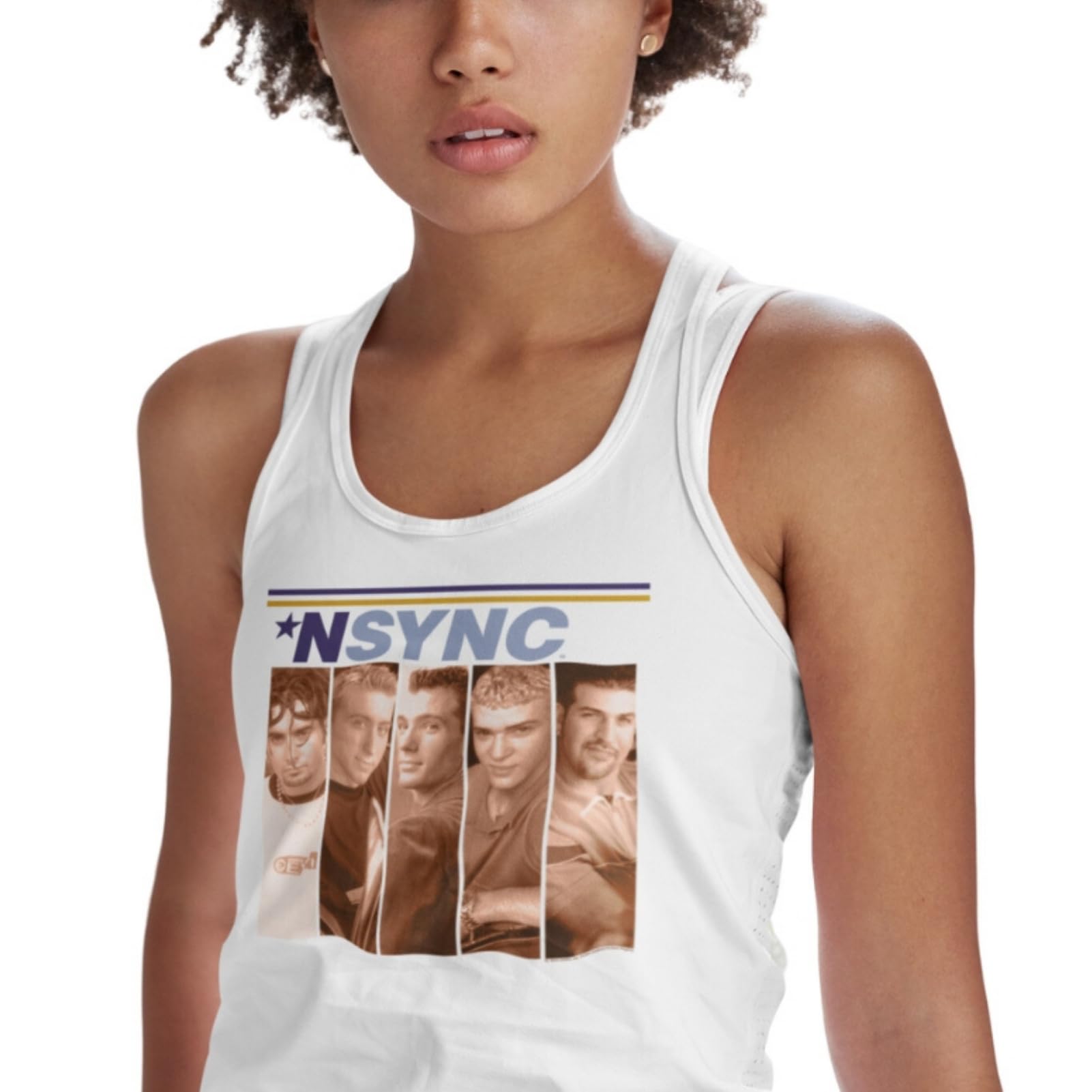 NSYNC American Classics White Racerback Tank Top for Women - Perfect for Concerts, Gym Workouts & Casual Summer Outfits