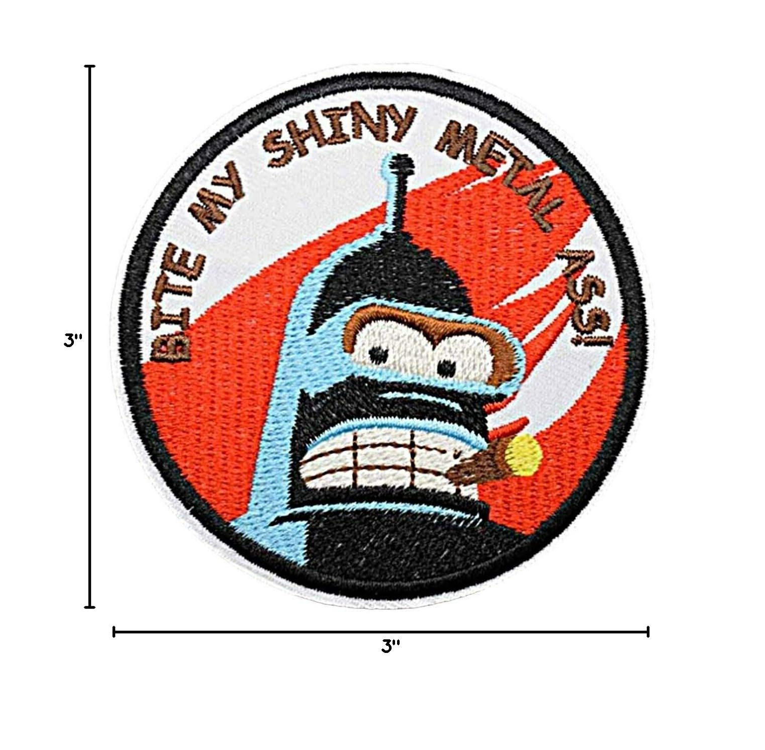 Futurama Bender Funny Quote Embroidered Iron-On Patch - 3 Inch Diameter for Jackets, Backpacks & DIY Crafts | Cartoon Robot Applique for Costumes & Cosplay