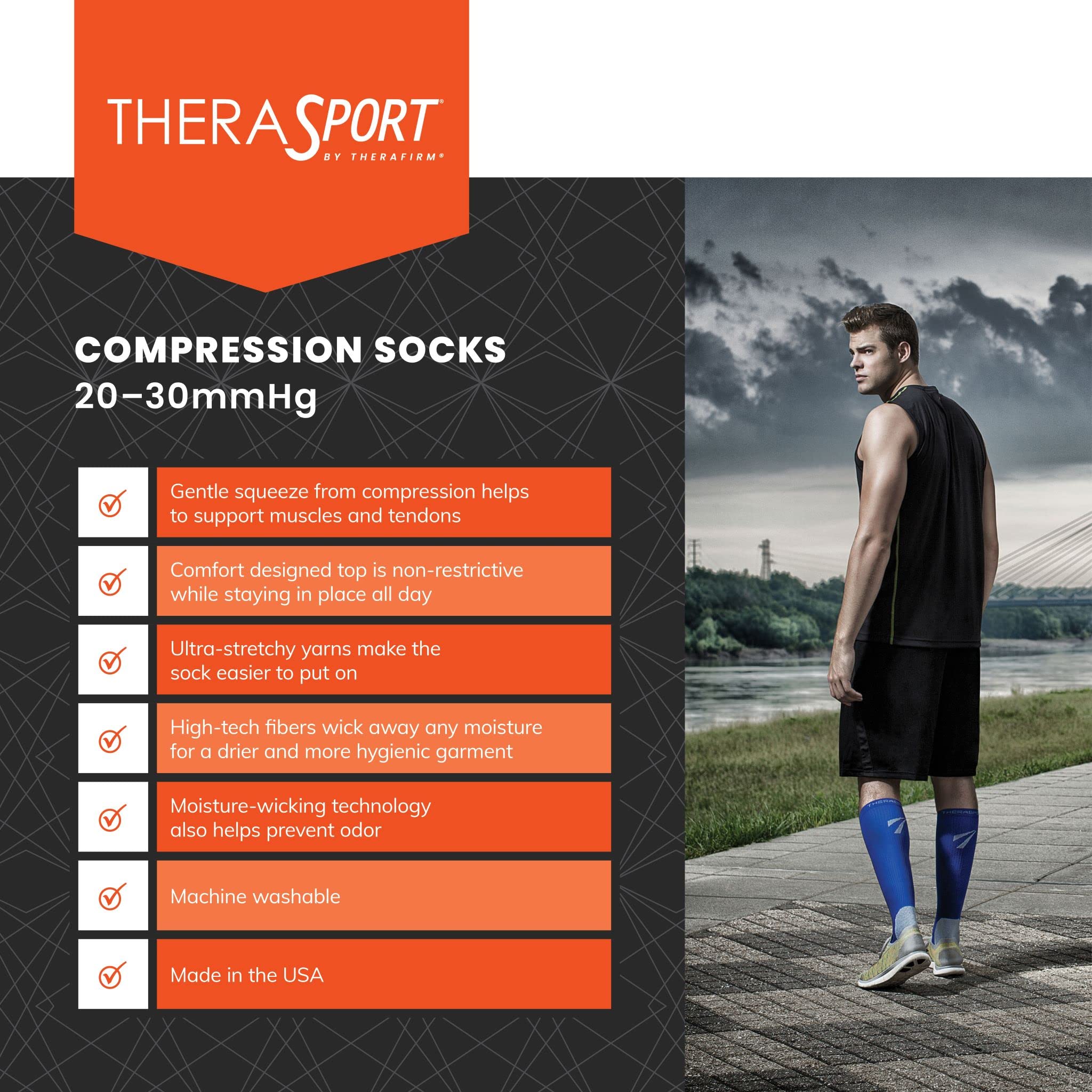20-30mmHg Moderate Compression Athletic Socks for Running, Hiking & Sports Performance - Improve Circulation & Reduce Fatigue