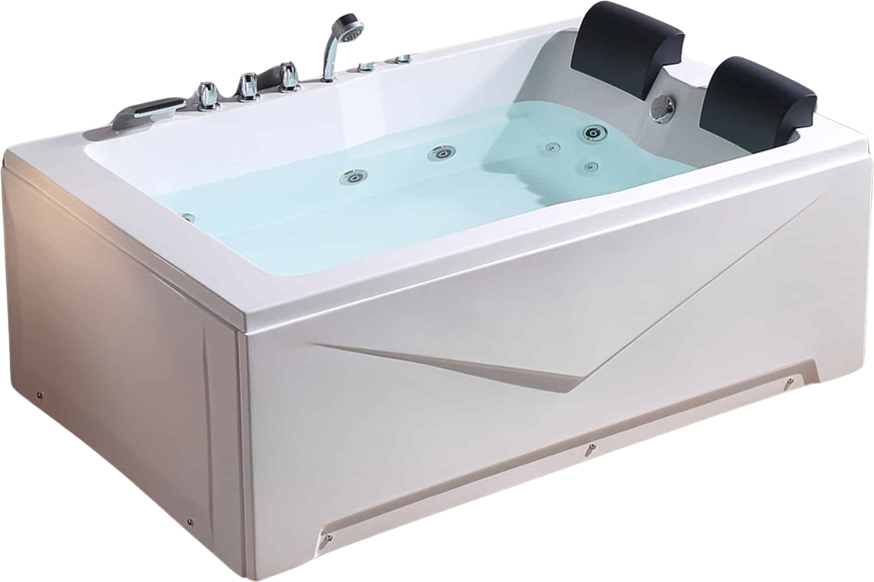 Empava 71-Inch Alcove Whirlpool Bathtub for 2 Persons - 16 Jets, Right Drain, Rectangular Design - Perfect for Master Bathroom Relaxation and Spa Experience at Home