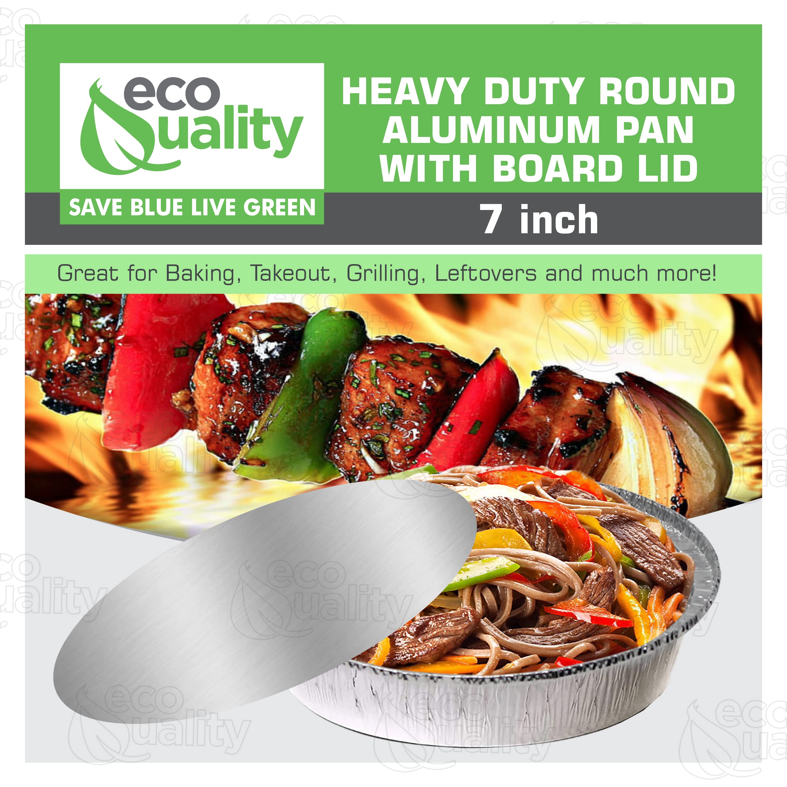 EcoQuality 400-Pack 7-Inch Disposable Aluminum Foil Pans with Board Lids - Round Baking Pans for Cooking, Catering, Restaurants & Parties - Perfect for Meal Prep, Takeout Containers & Food Storage