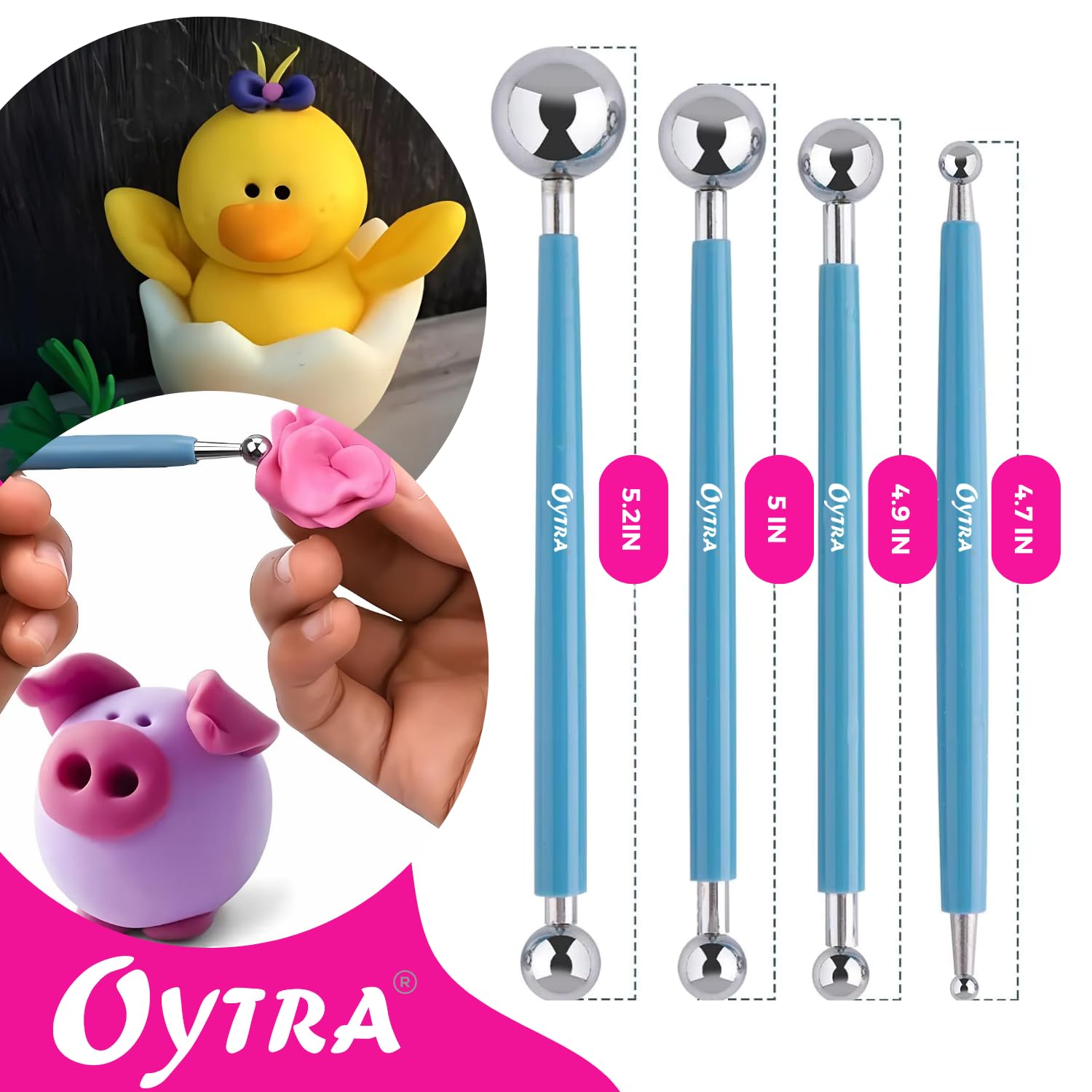 Oytra 9-Piece Dotting Tools Set for Clay, Mandala, Embossing & Modeling - Stainless Steel & Wooden Styluses for Fondant Cake Decorating, Nail Art, Rock Painting - Perfect for Beginners, Artists & Adults - Great for DIY Crafts, Home Decor & Creative Projects