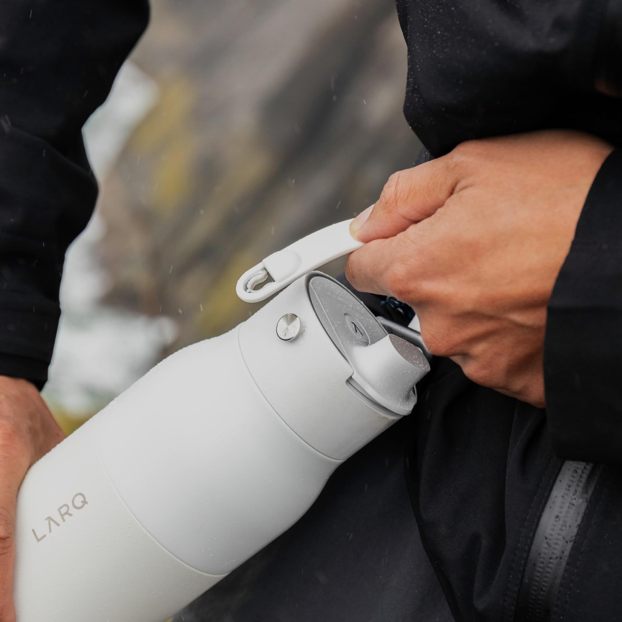 LARQ Bottle PureVis 2 - Self-Cleaning UV Water Purifier with Hydration Tracking App, Filter Straw & Detachable Handle | 24hr Double-Wall Insulated Stainless Steel Water Bottle for Hiking, Gym & Travel