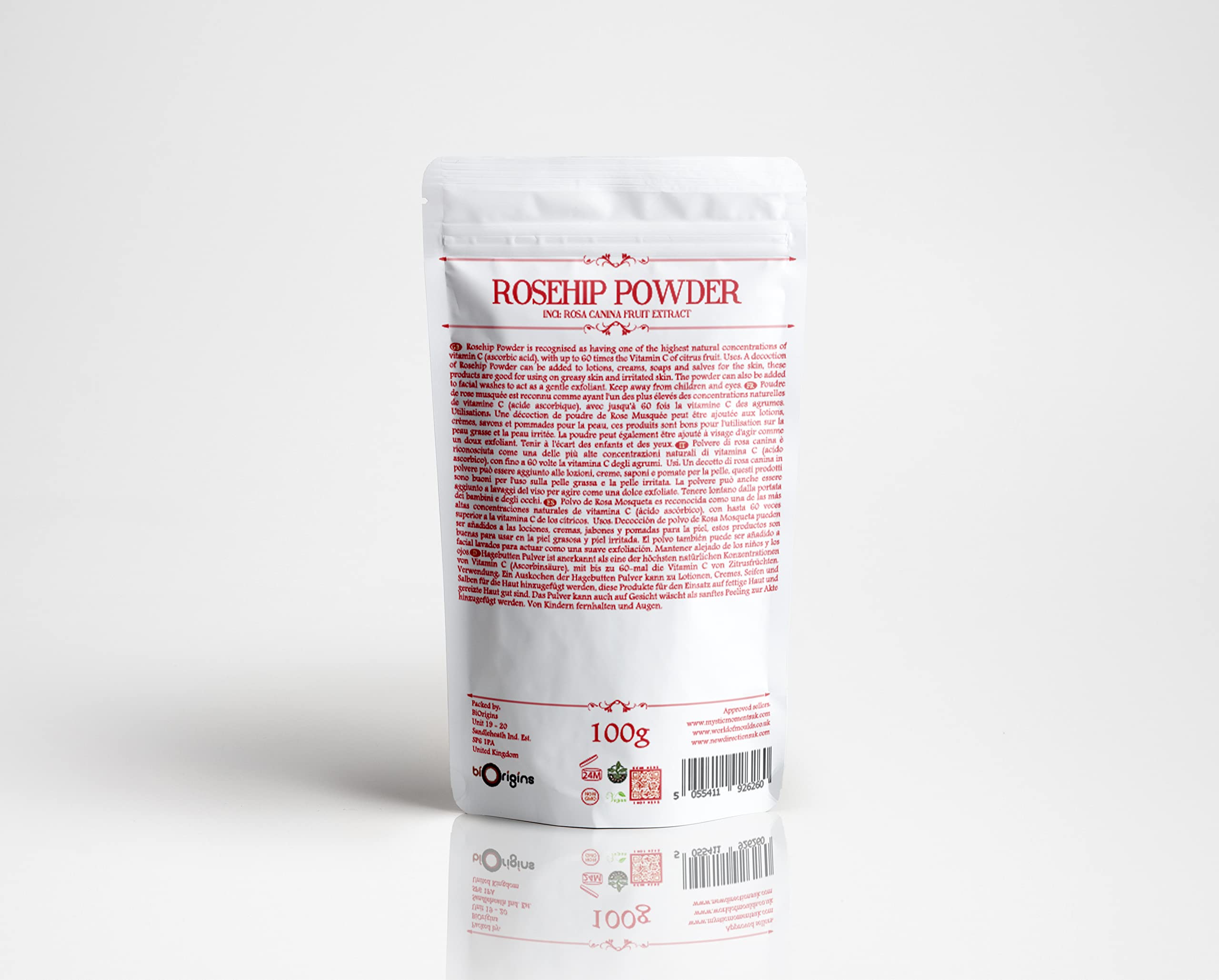 Organic Rosehip Powder 100g - Pure & Natural Vitamin C Boost for Skin & Immunity - Perfect for Smoothies, Teas & DIY Beauty Recipes