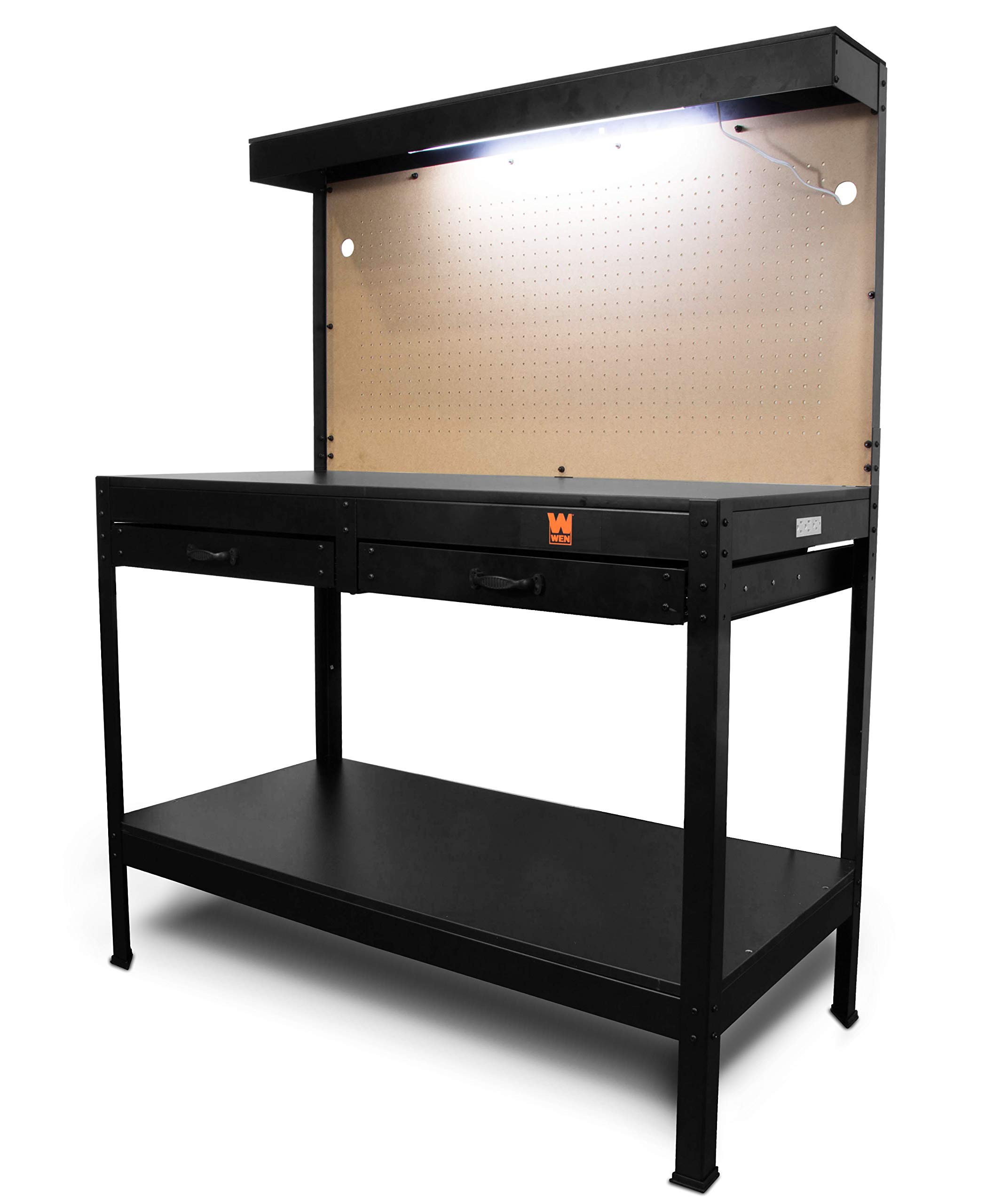 WEN Heavy Duty Workbench with Storage Drawers & Akro-Mils Plastic Parts Organizer Cabinet - Perfect for Garage Workshop, DIY Projects, and Tool Organization