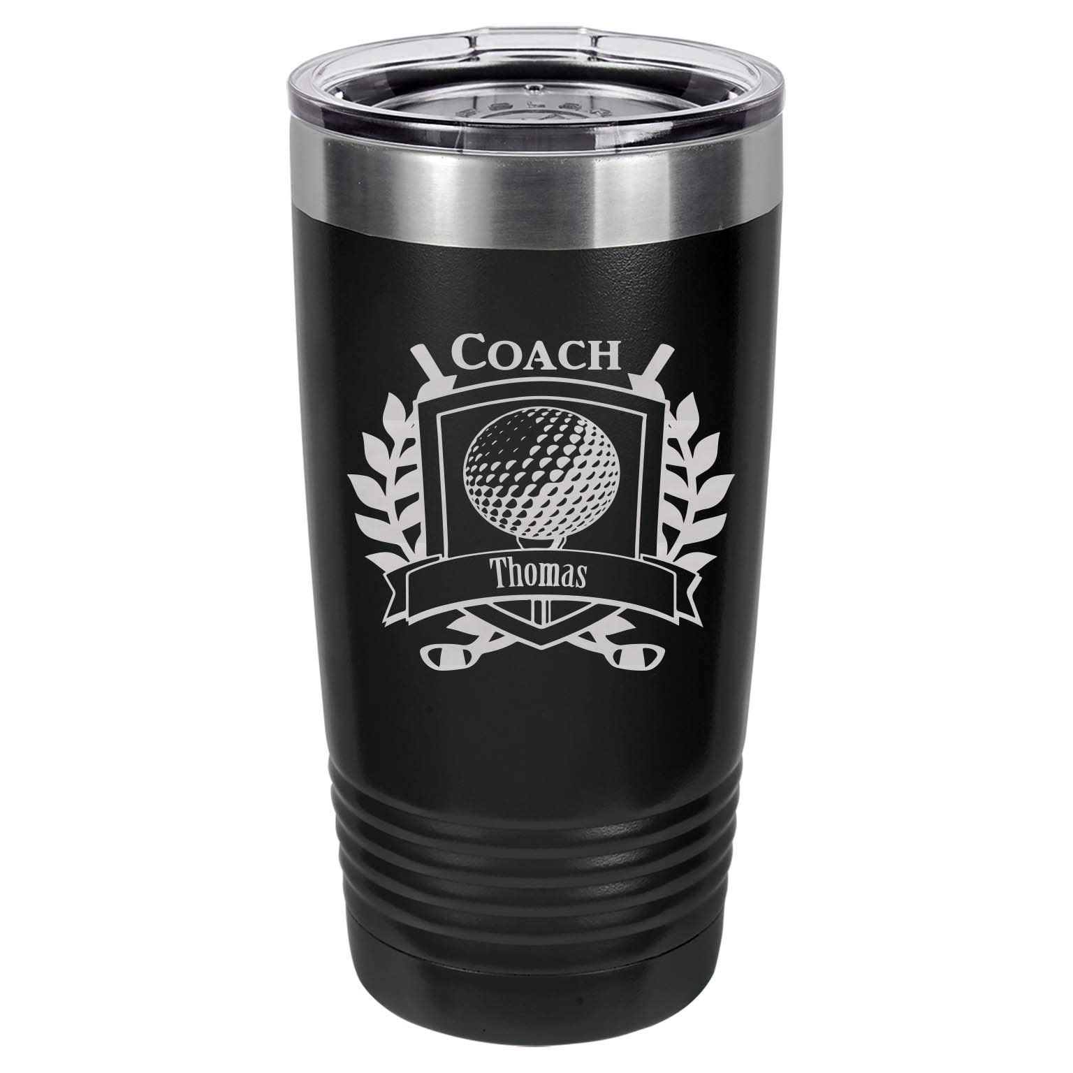 Personalized Golf Coach Tumbler - Custom Engraved Insulated Cup - Perfect Gift for Golf Coaches, Trainers & Enthusiasts - Ideal for Golf Tournaments, Training Sessions & Office Use