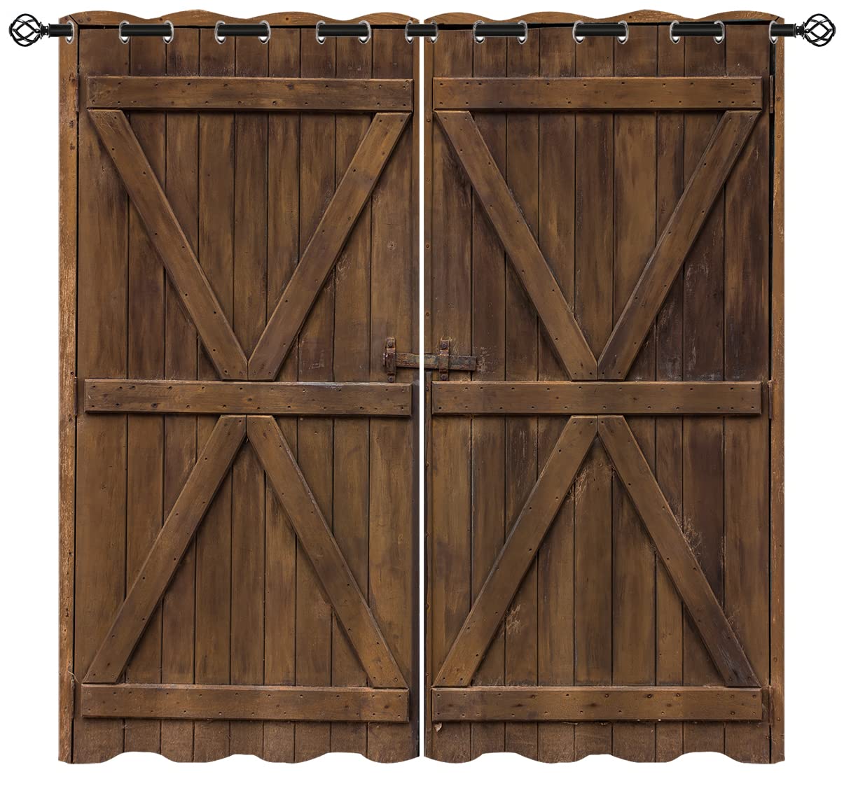 Vintage Farmhouse Blackout Curtains - Thermal Insulated Darkening Drapes with Wooden Barn Design for Bedroom & Living Room, 84x84 Inch - Perfect for Kids Room, Nursery, and Rustic Home Decor